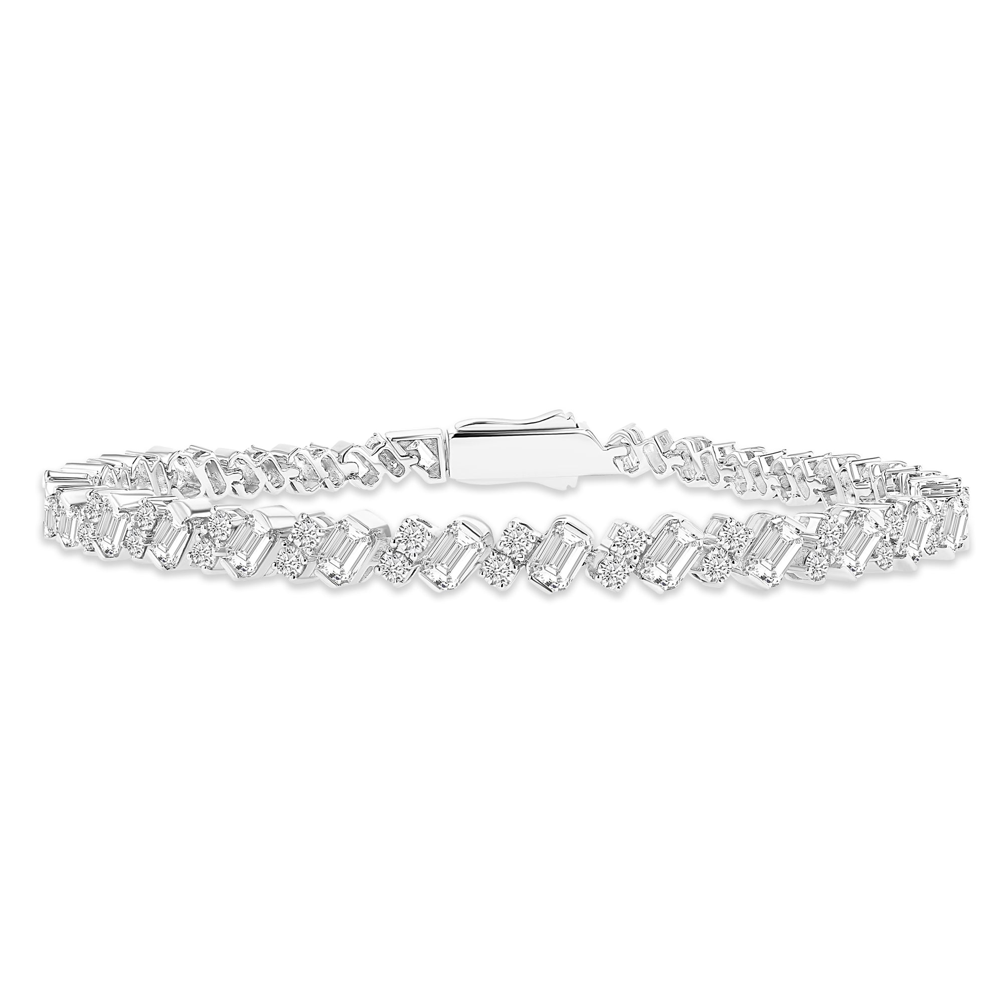 Round and Emerald Cut Lab Diamond Bracelet