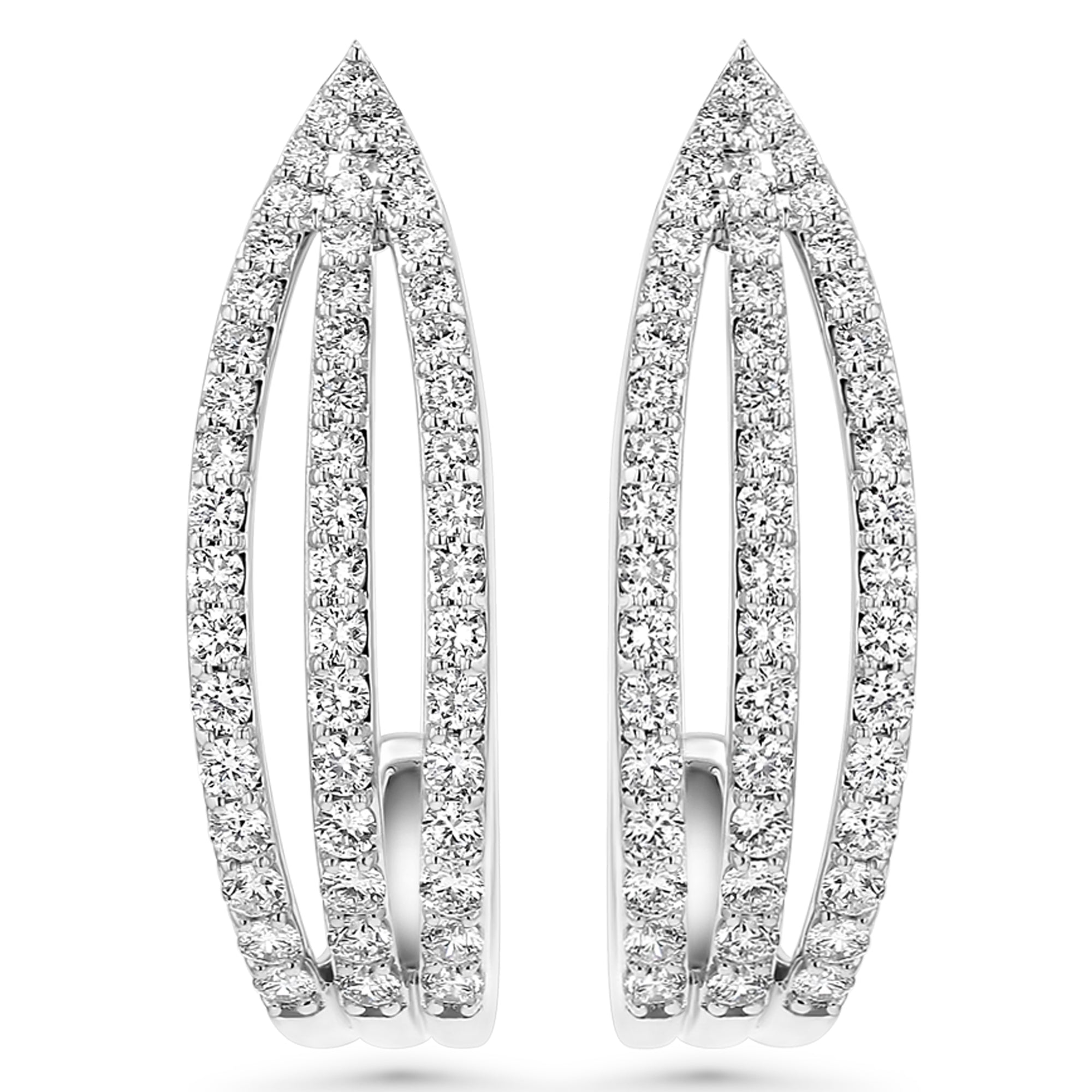 Three Row Half Hoop Earrings