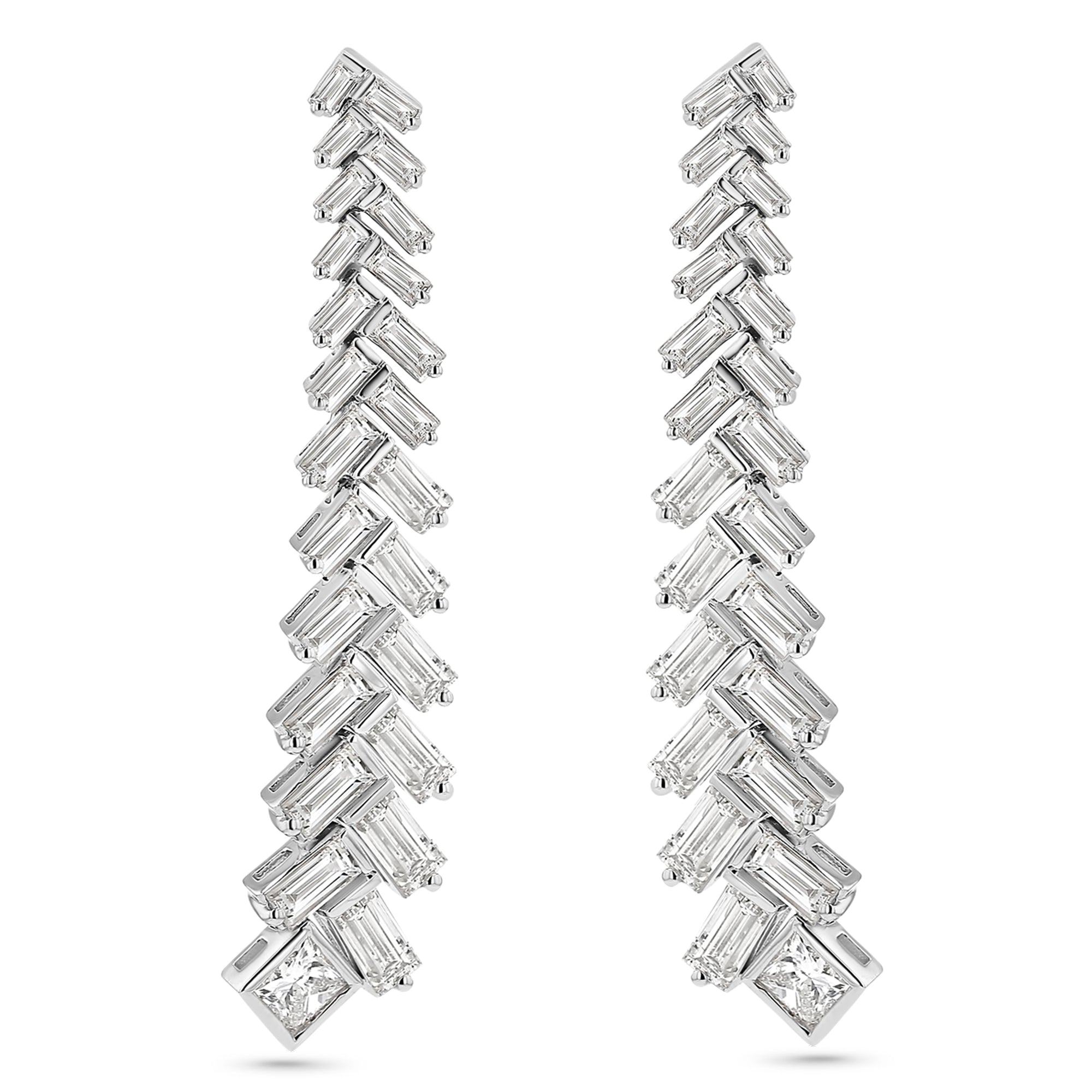 Baguette Herringbone Dangle Earrings