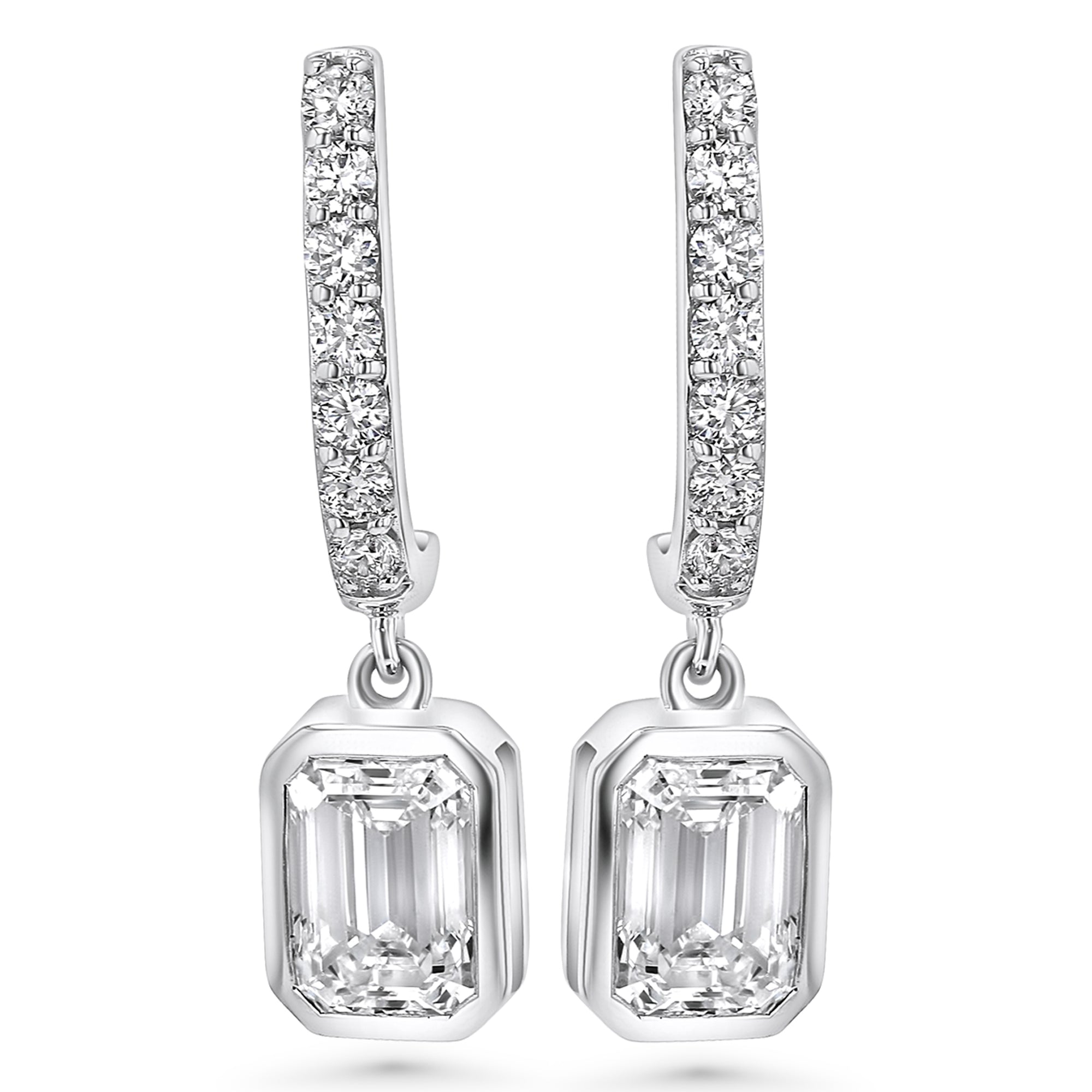 Emerald Cut Drop Earrings 1.92 ctw