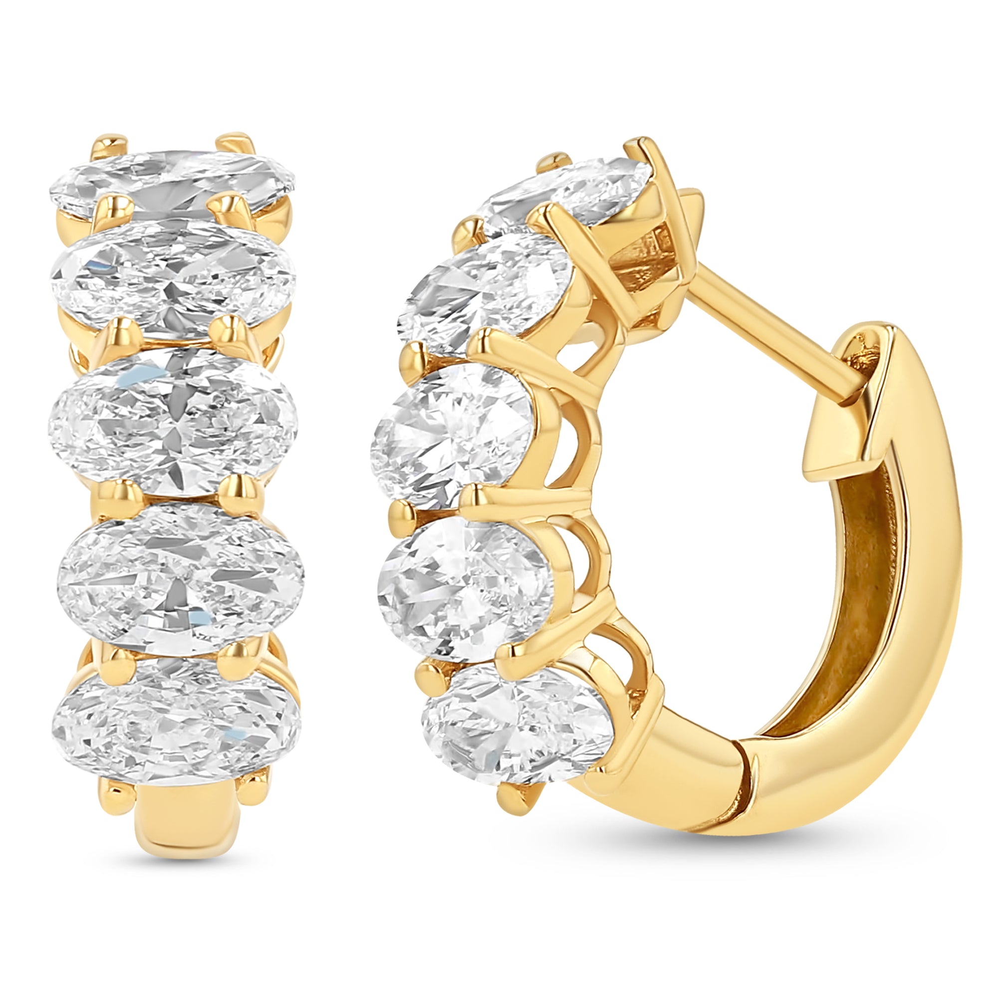 Oval East West Huggie Earrings 2.08Ct