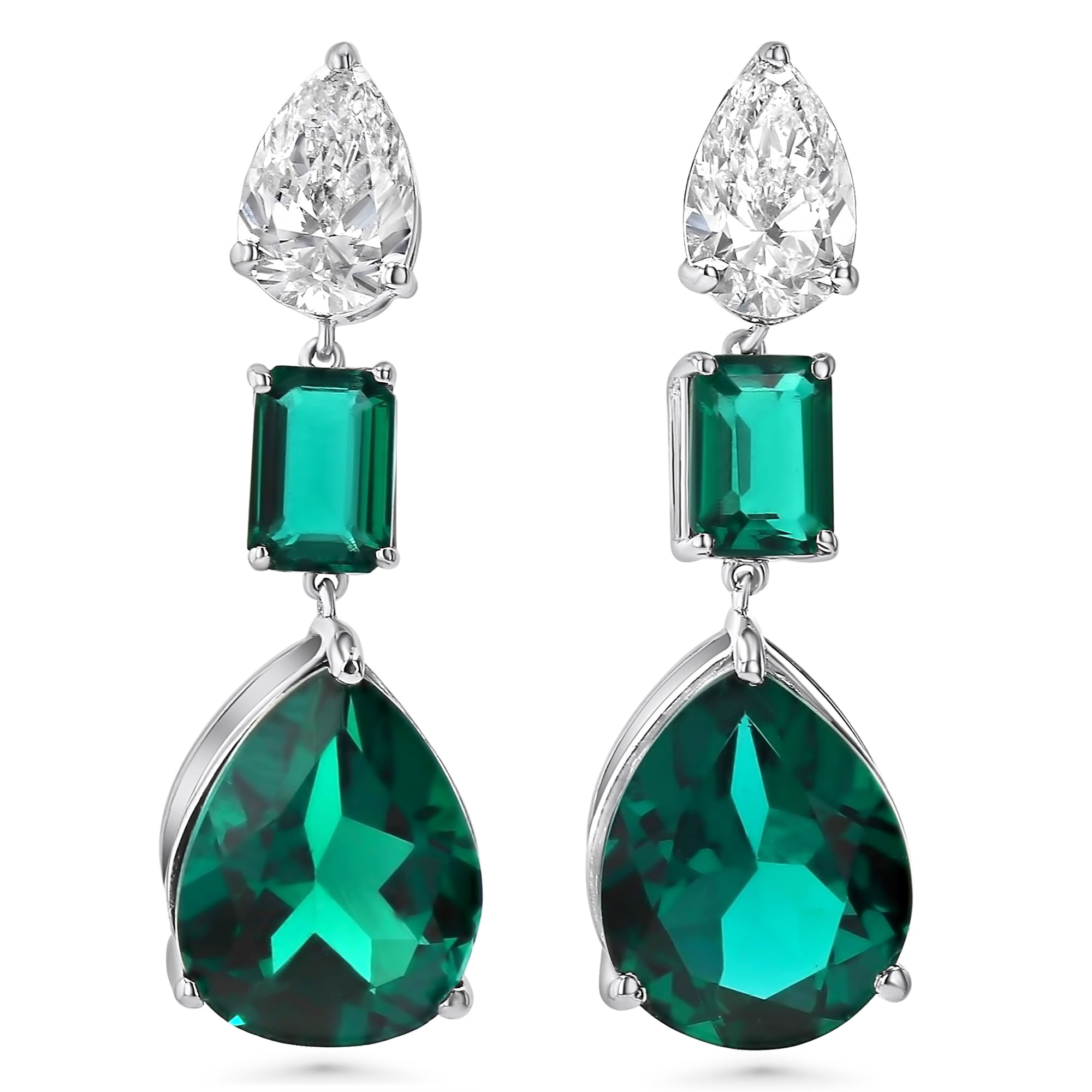 Earrings Pear-Emerald-Pear Drop Green