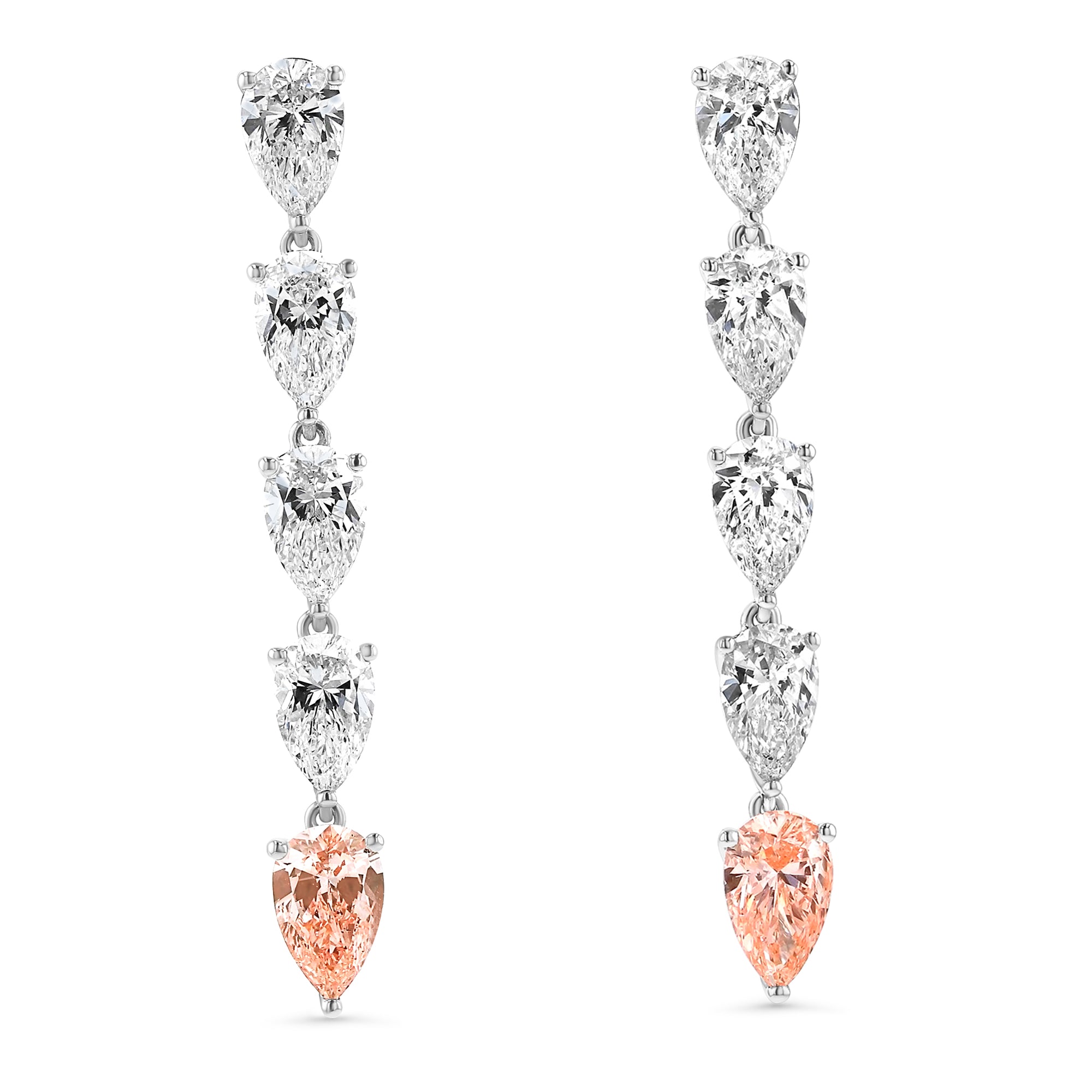 Pink 5 Pear Drop Earrings 5.66Ct