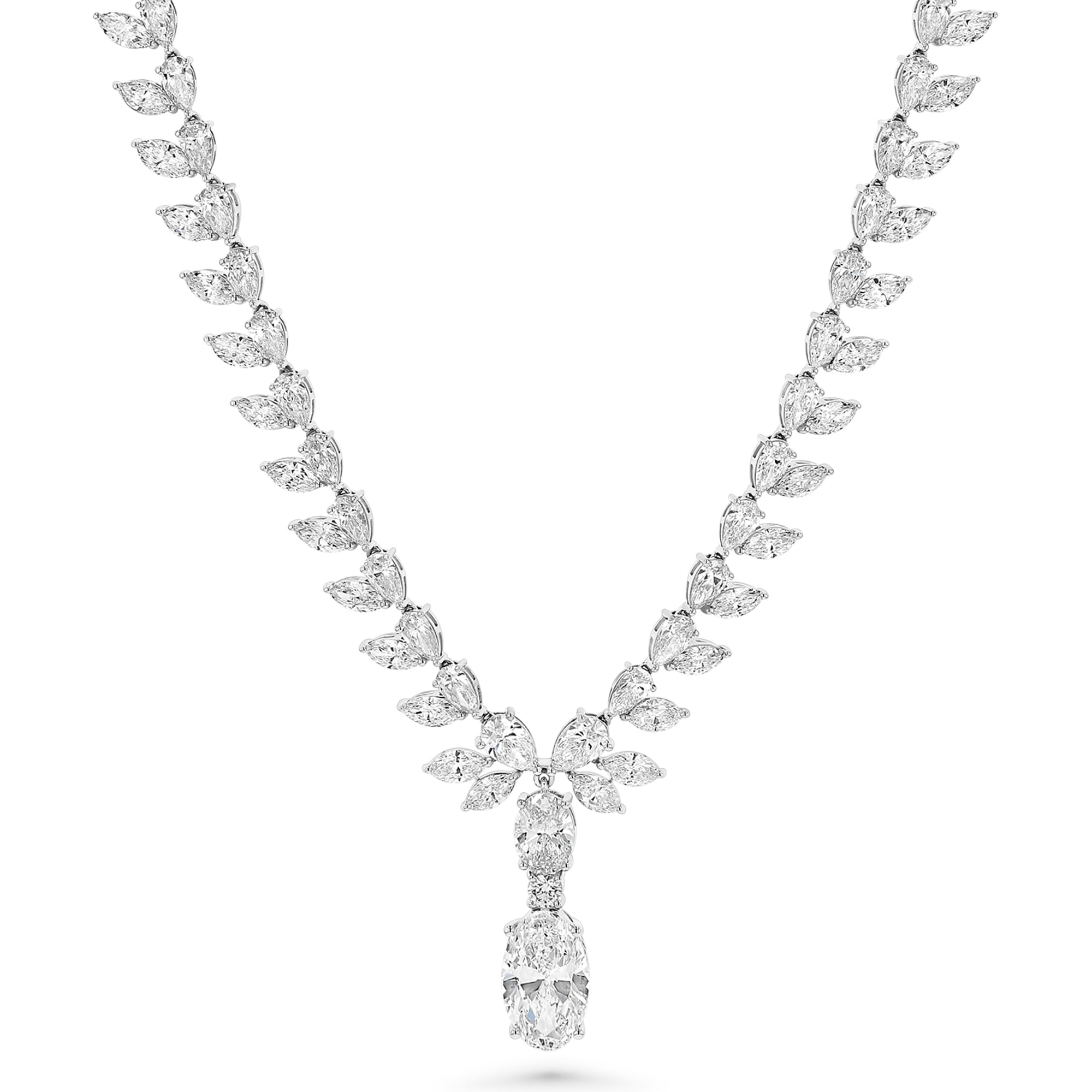 Oval Center Stone with Pear & Marquise Tennis Necklace 41.85Ct