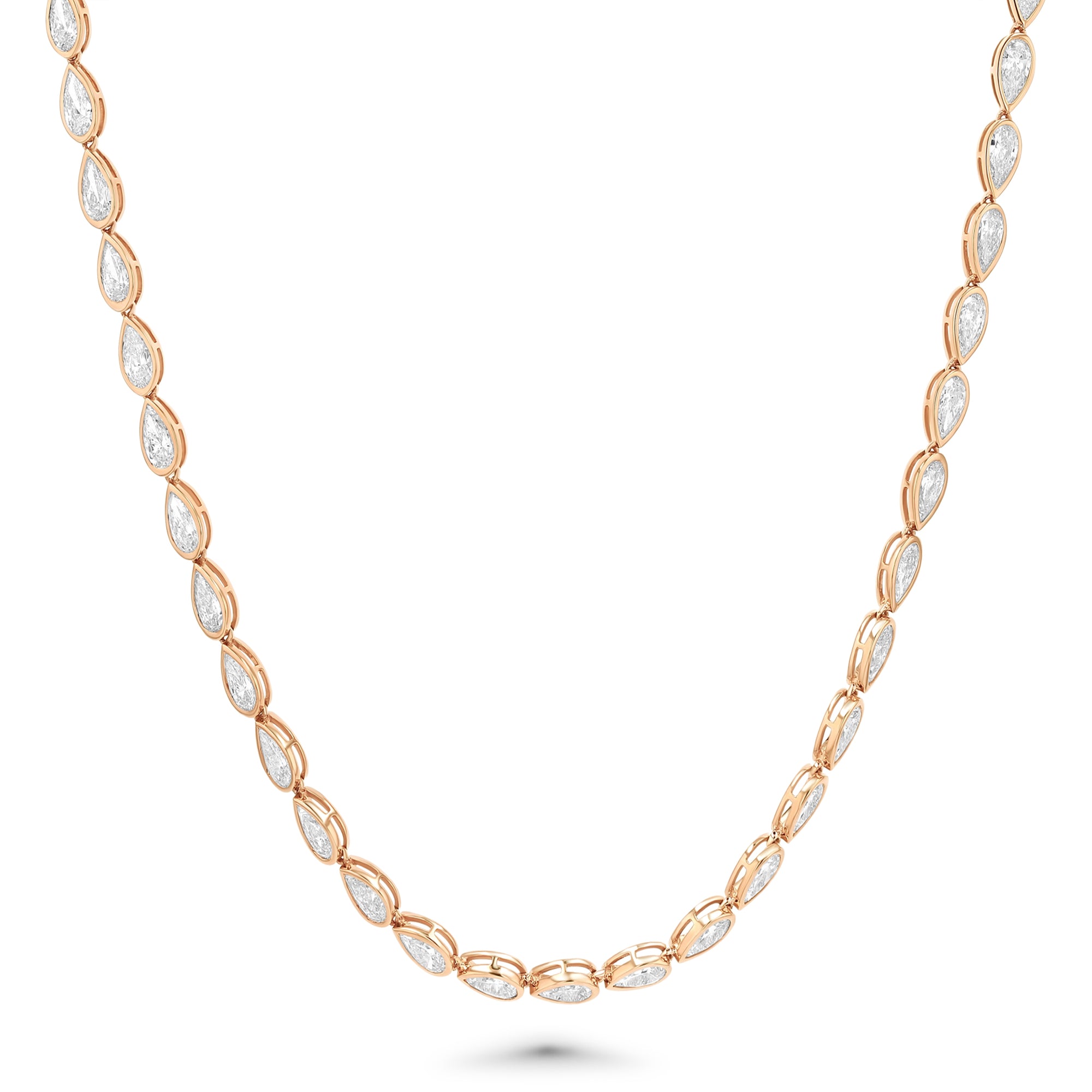 Pear Tennis Necklace Bezel Set 13.45Ct