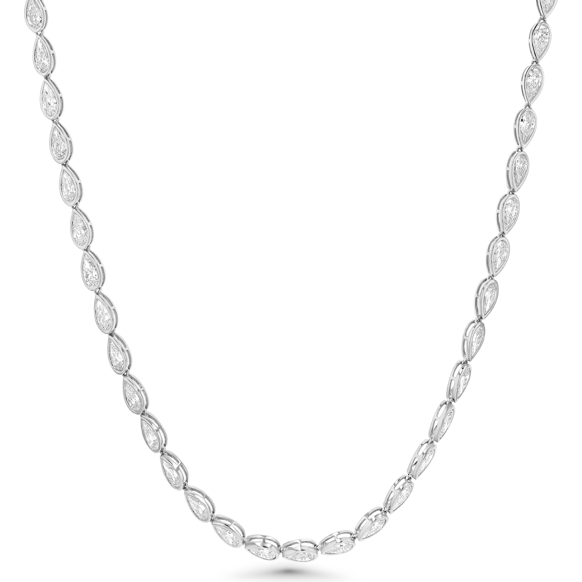 Pear Tennis Necklace Bezel Set 12.58Ct