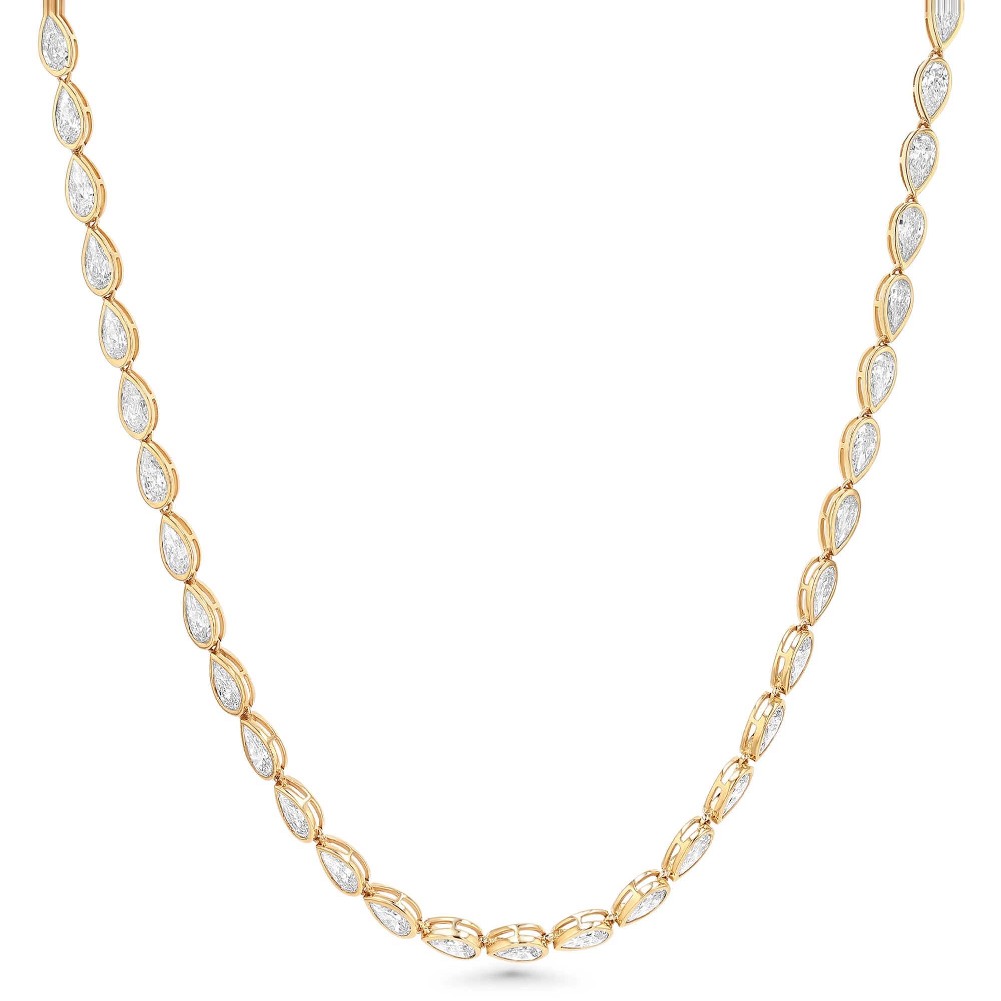Pear Tennis Necklace Bezel Set 12.4Ct