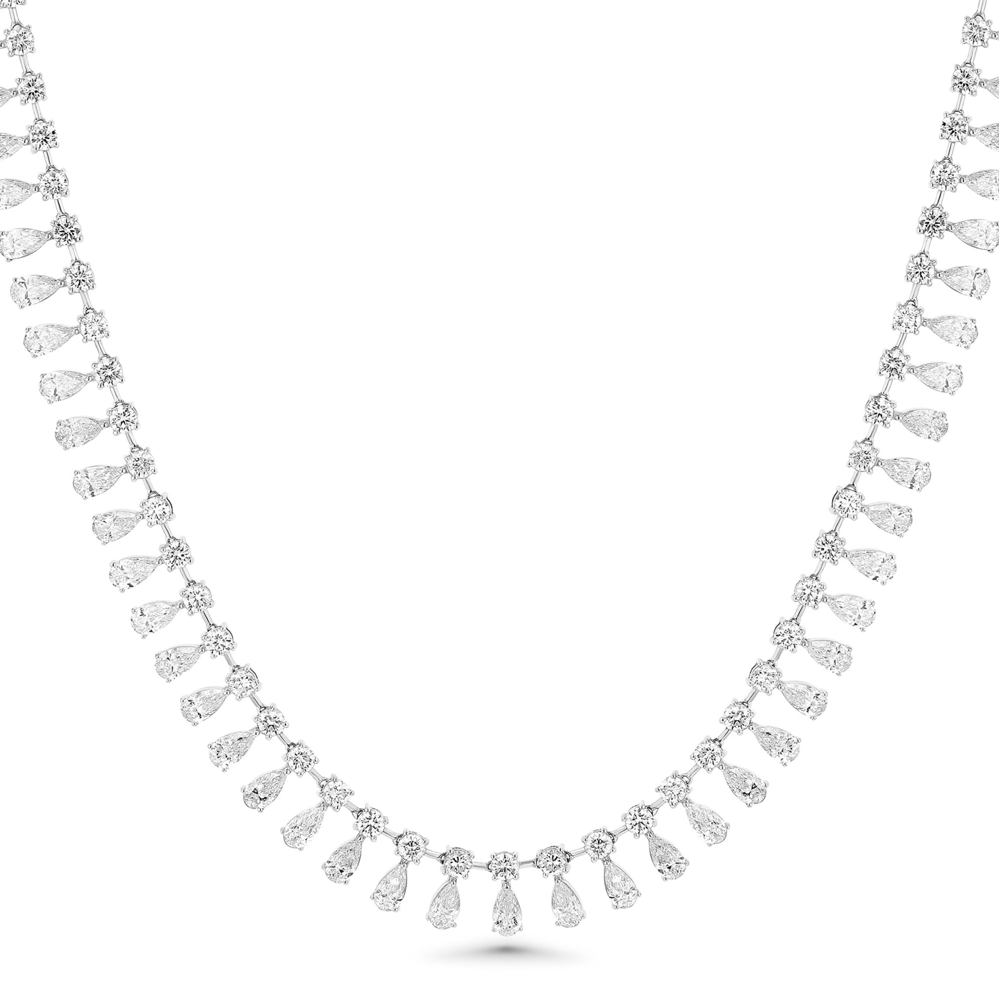Round & Pear Dangle Necklace 17.66Ct