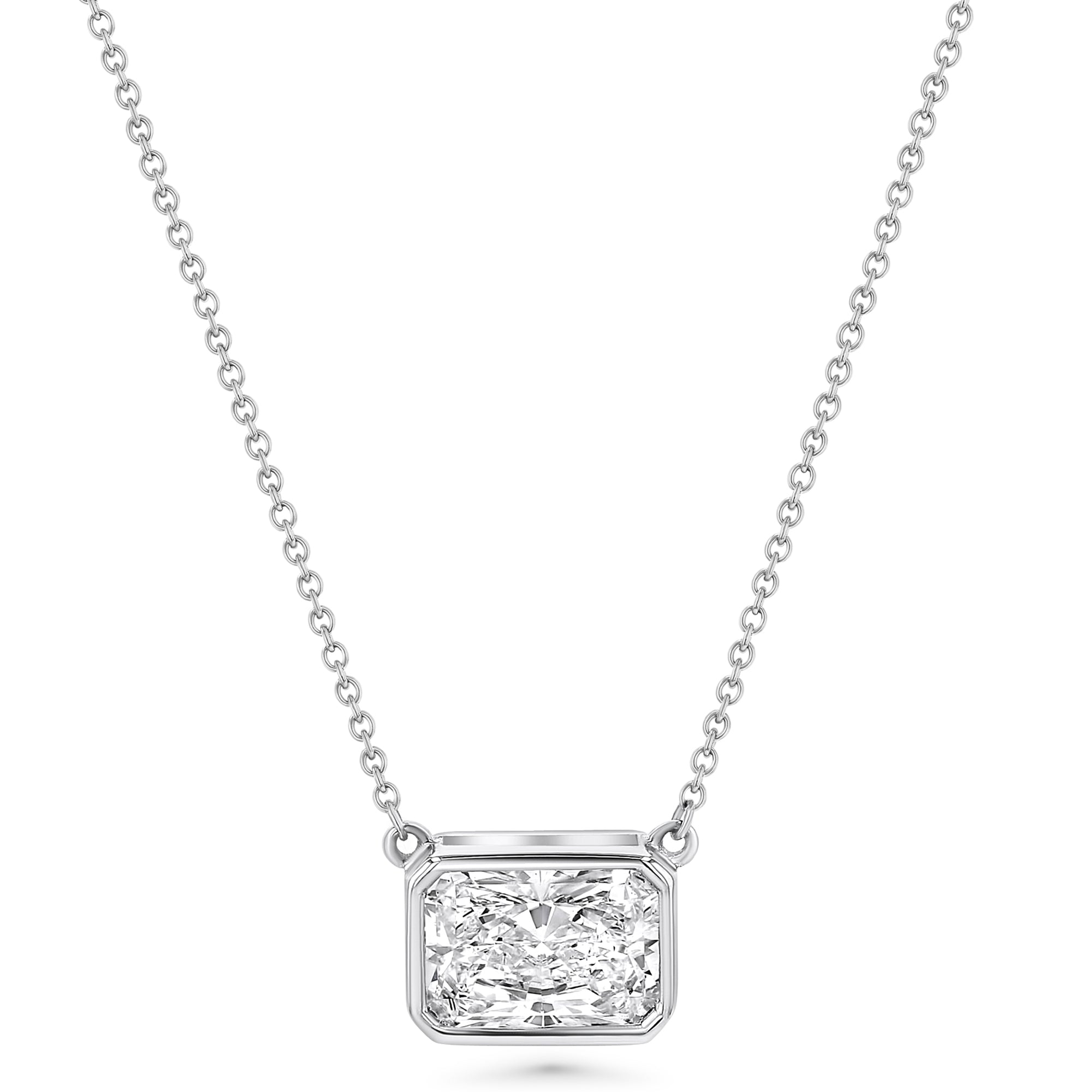 Radiant Center Stone Pendant Necklace 2.14Ct