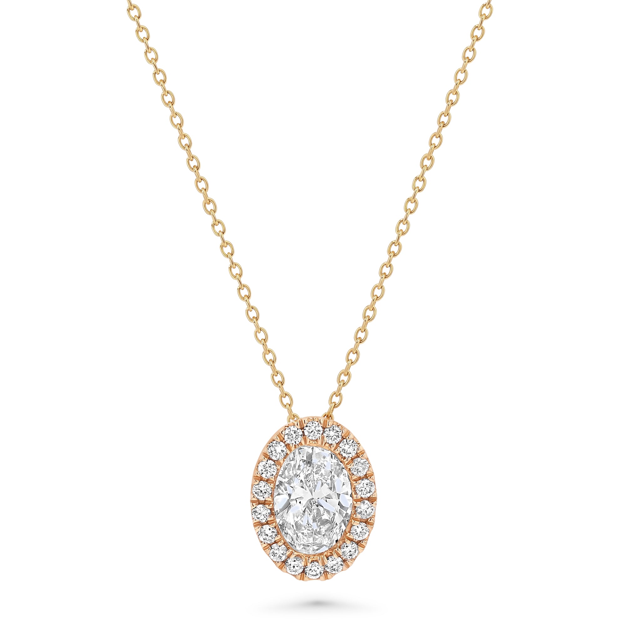 Pendant Oval with Round Diamonds Around