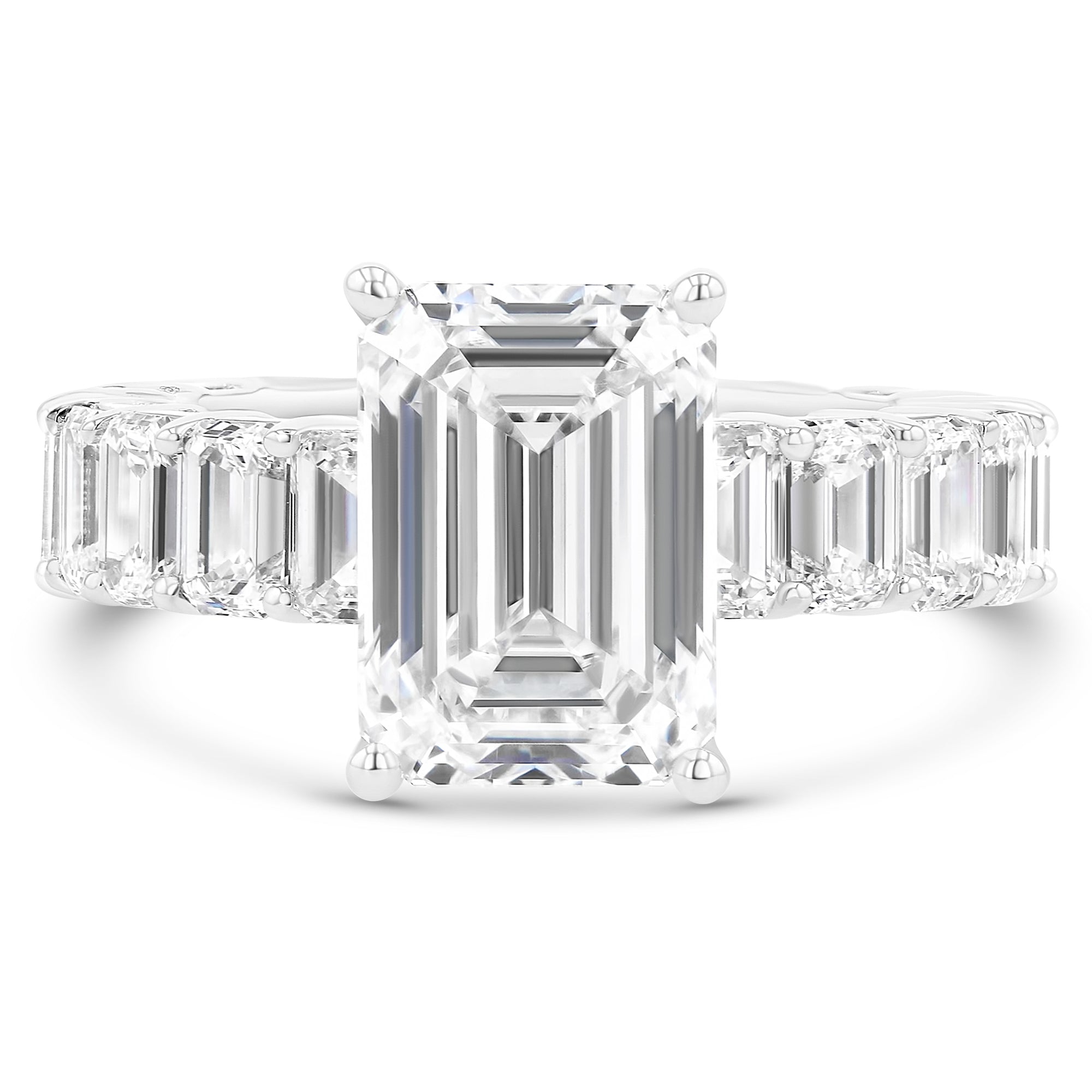 Emerald Solitare Emerald Eternity Band Ring 4.7Ct