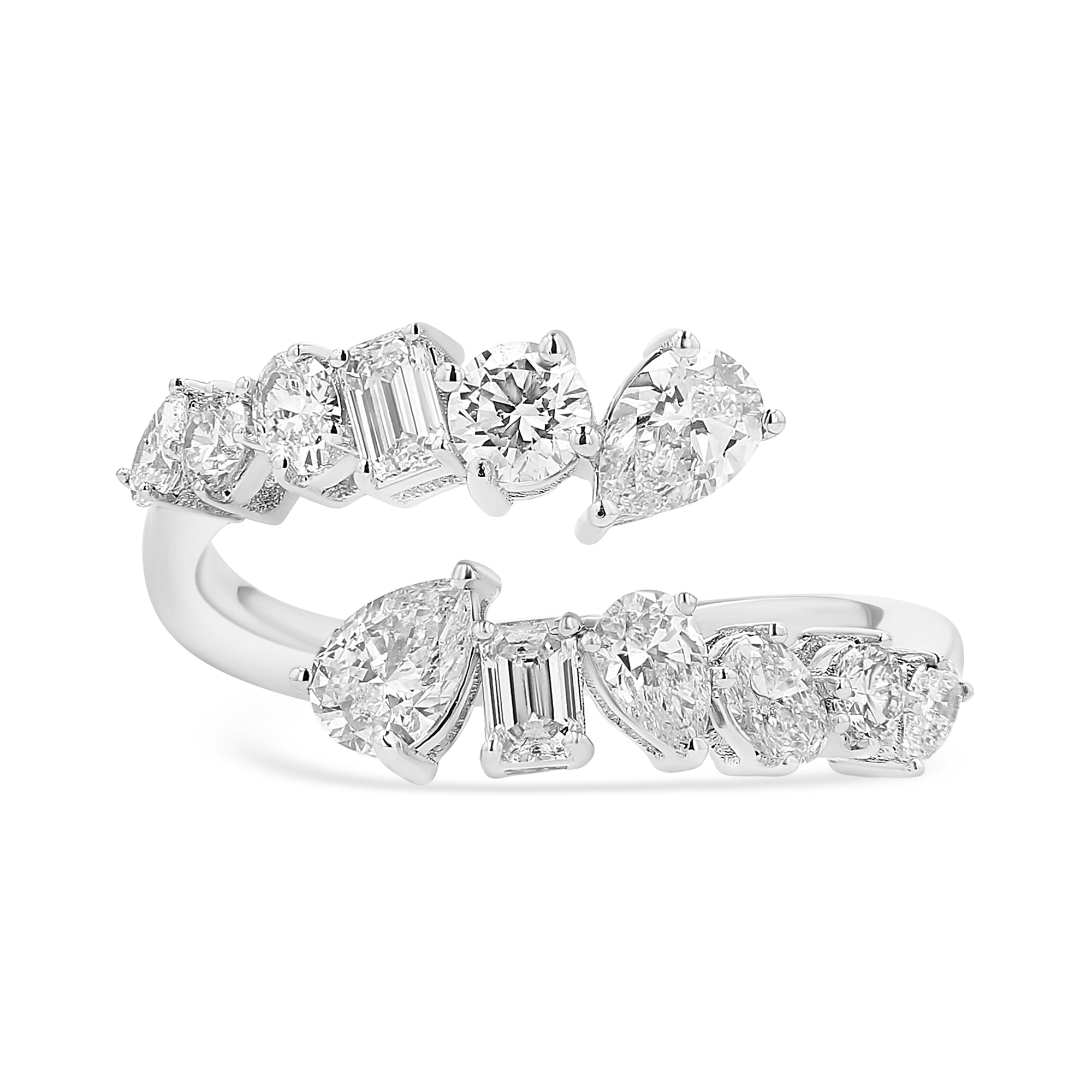 Multishape 2 Row Fashion Band Ring 2.06Ct