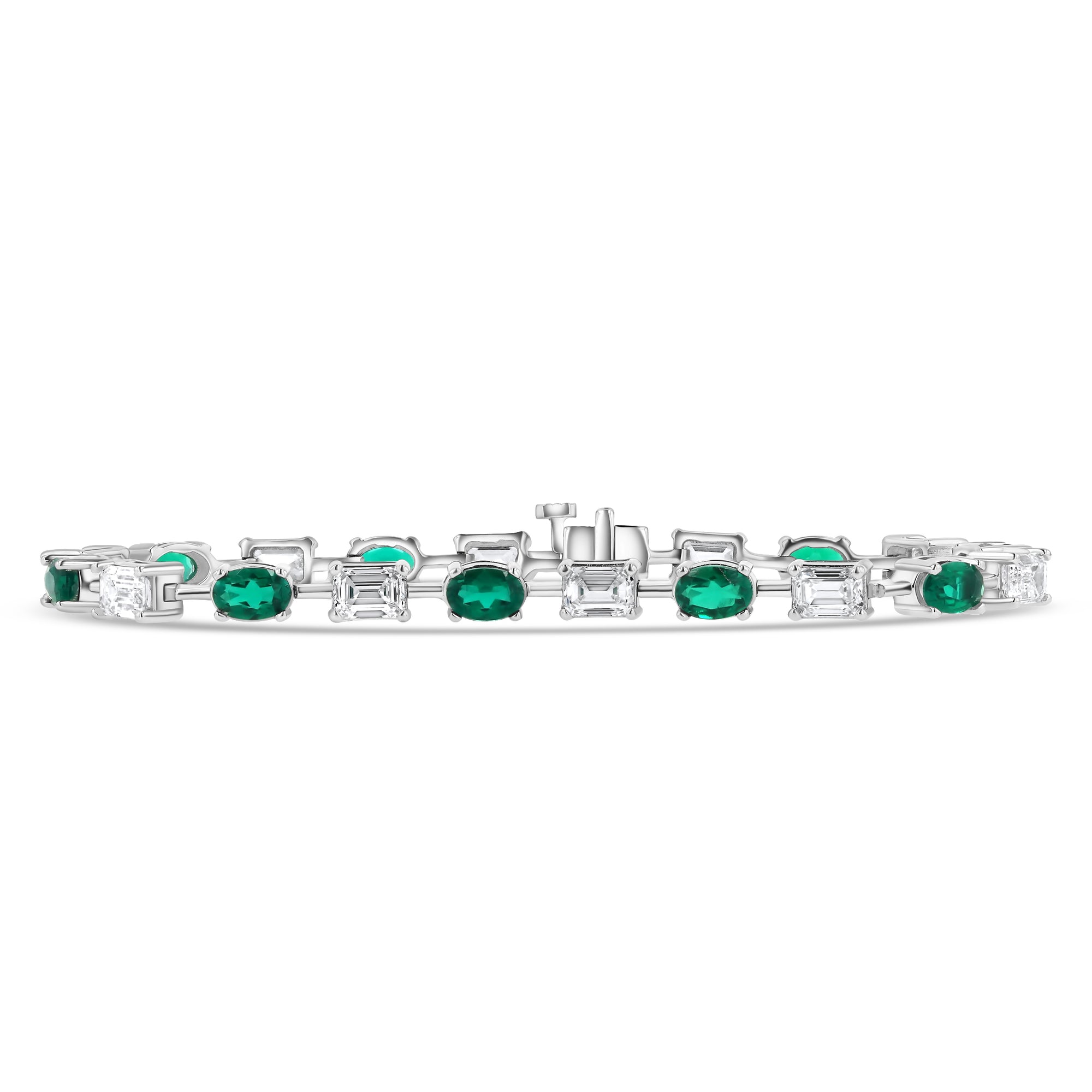 Emerald Diamonds Oval Emeralds Alternating Bracelet