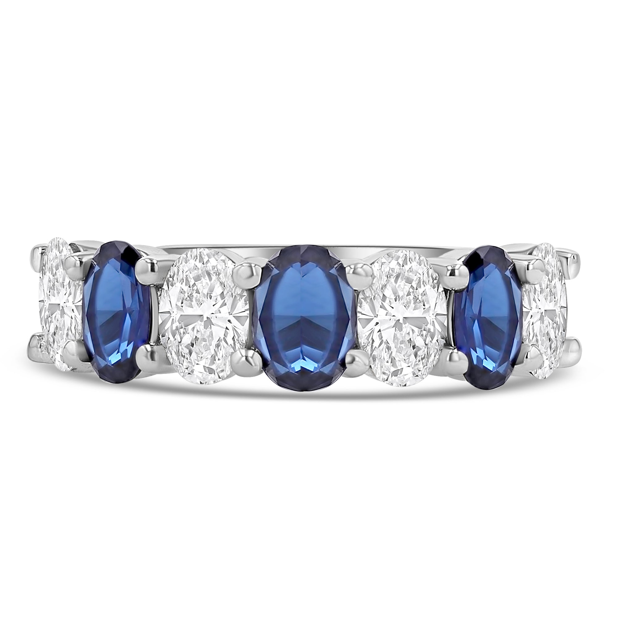 Oval Diamond Sapphire Alternating Ring