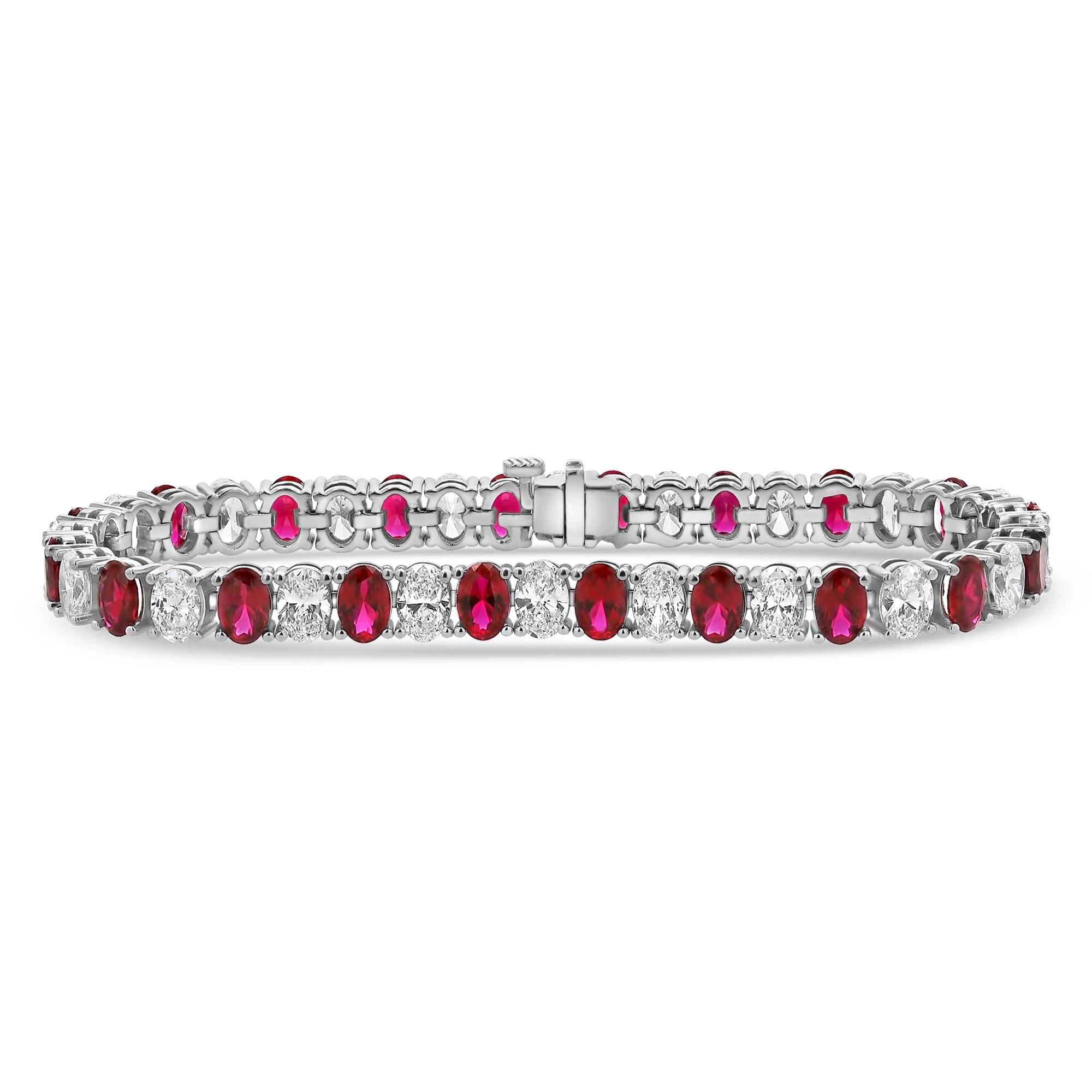 Oval Diamonds Oval Rubies Alternating Bracelet