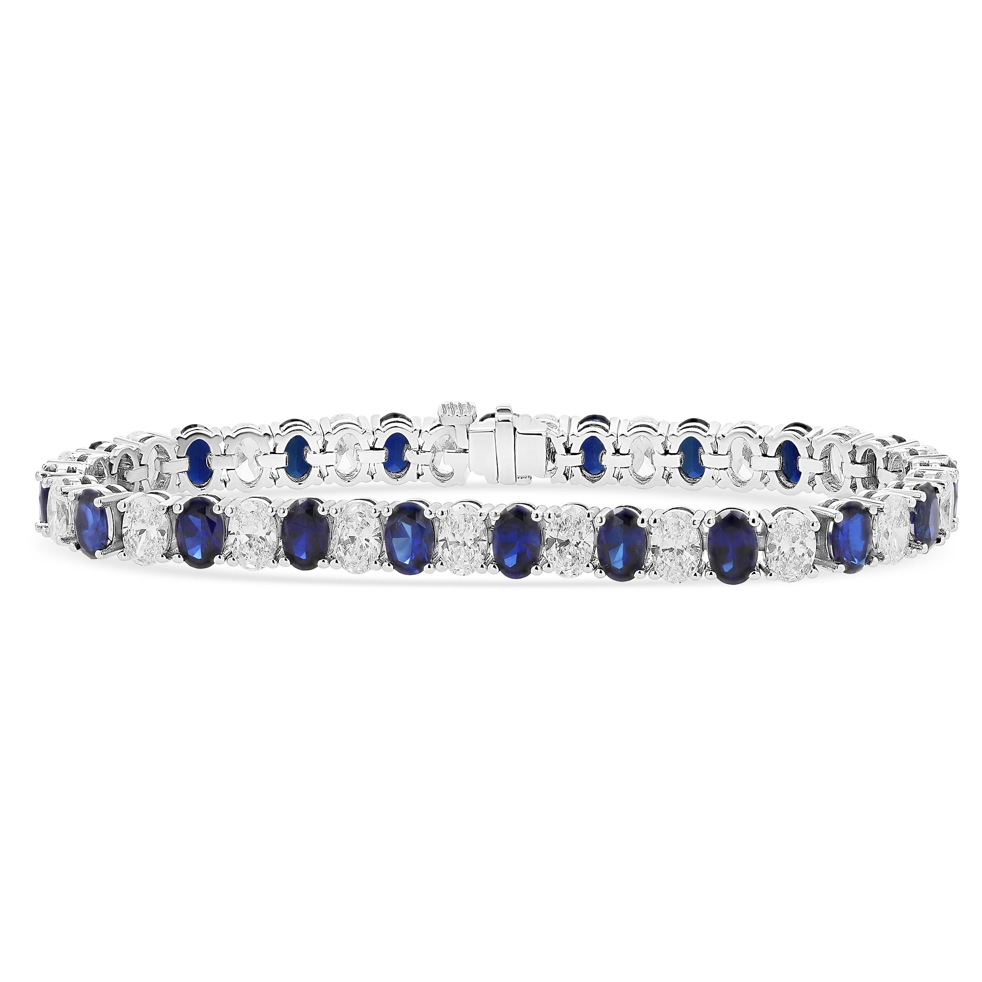 Oval Diamonds & Sapphires Alternating Bracelet