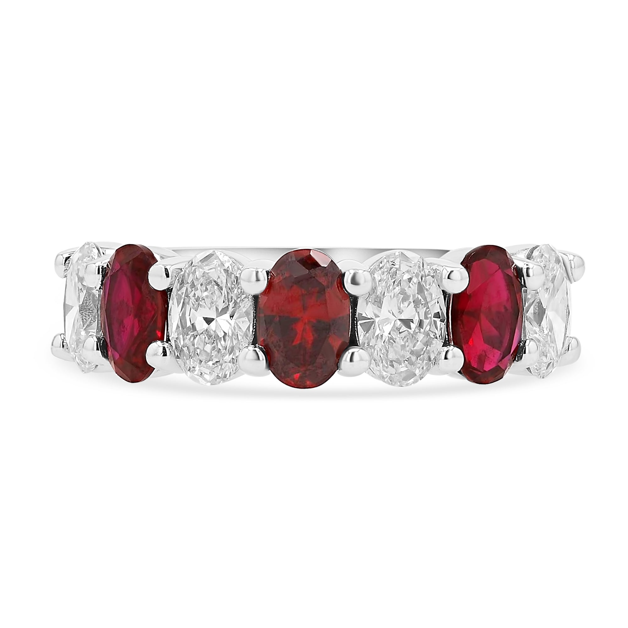 Oval Diamond Ruby Alternating Ring