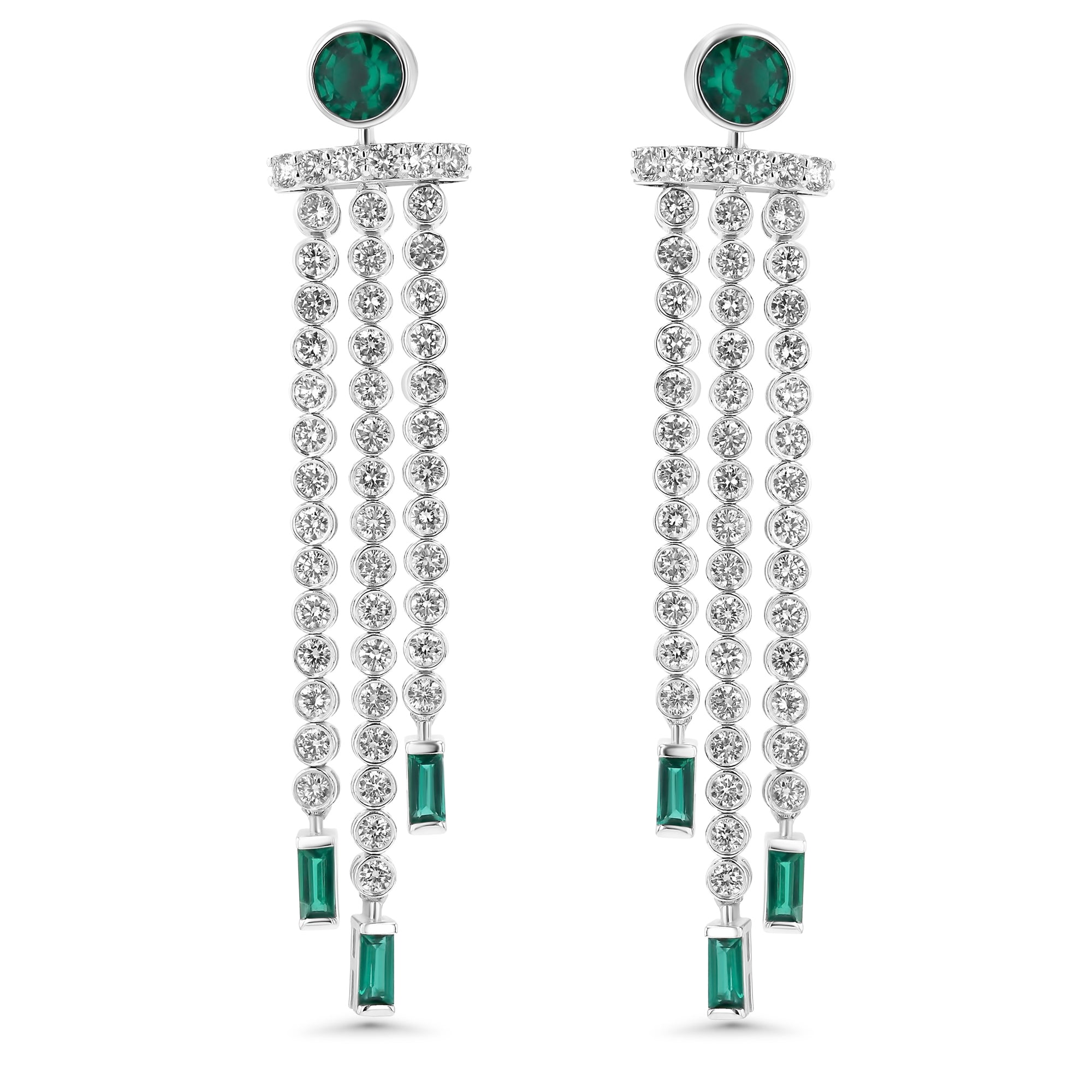 Round Bezel Set Emerald Dangling