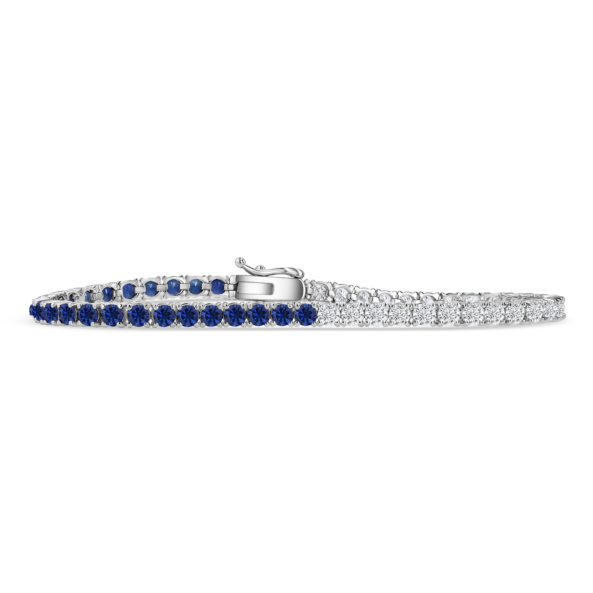 Round Diamonds Round Sapphires Split Bracelet