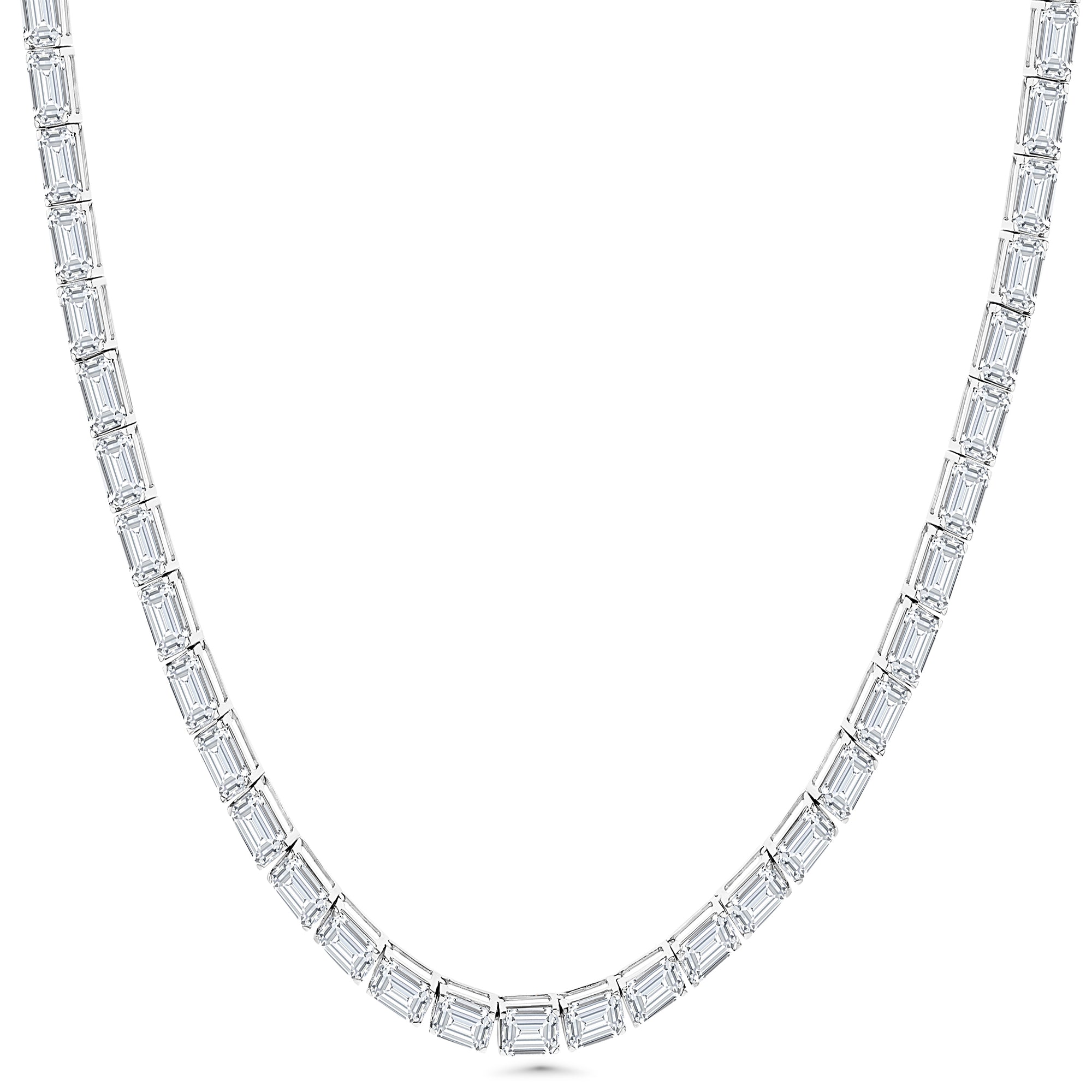 Emerald East West Tennis Necklace 66.75Ct