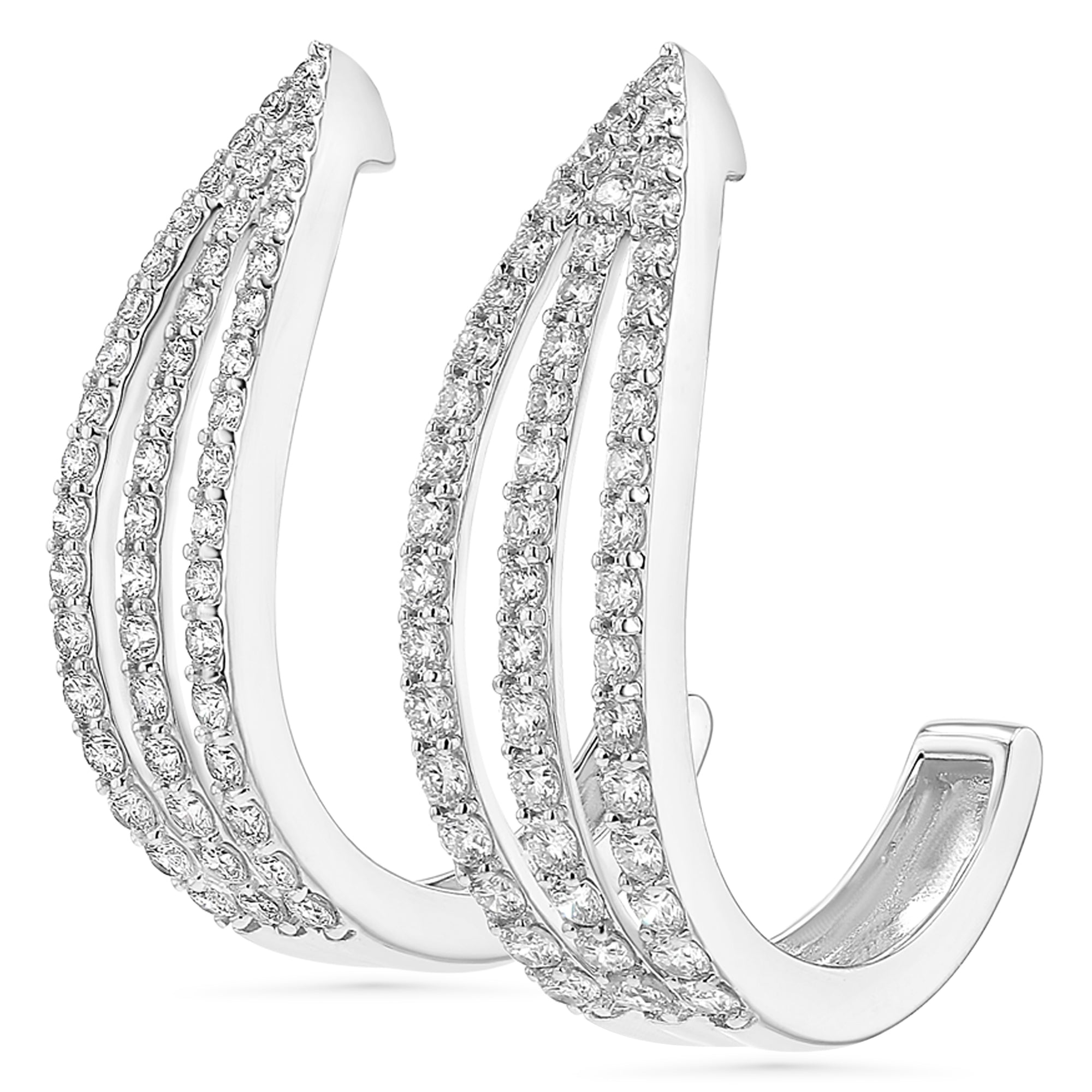 Three Row Half Hoop Earrings