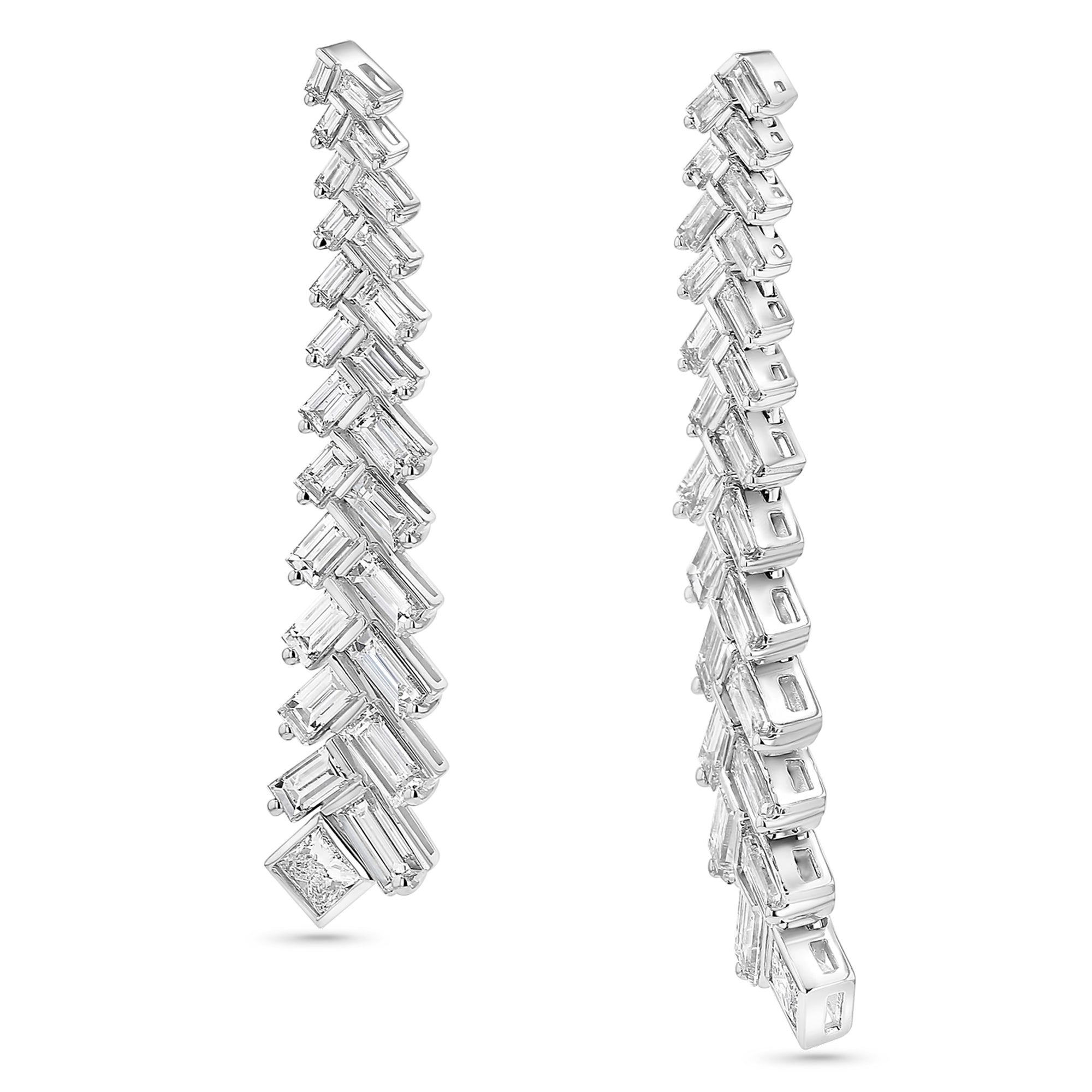 Baguette Herringbone Dangle Earrings