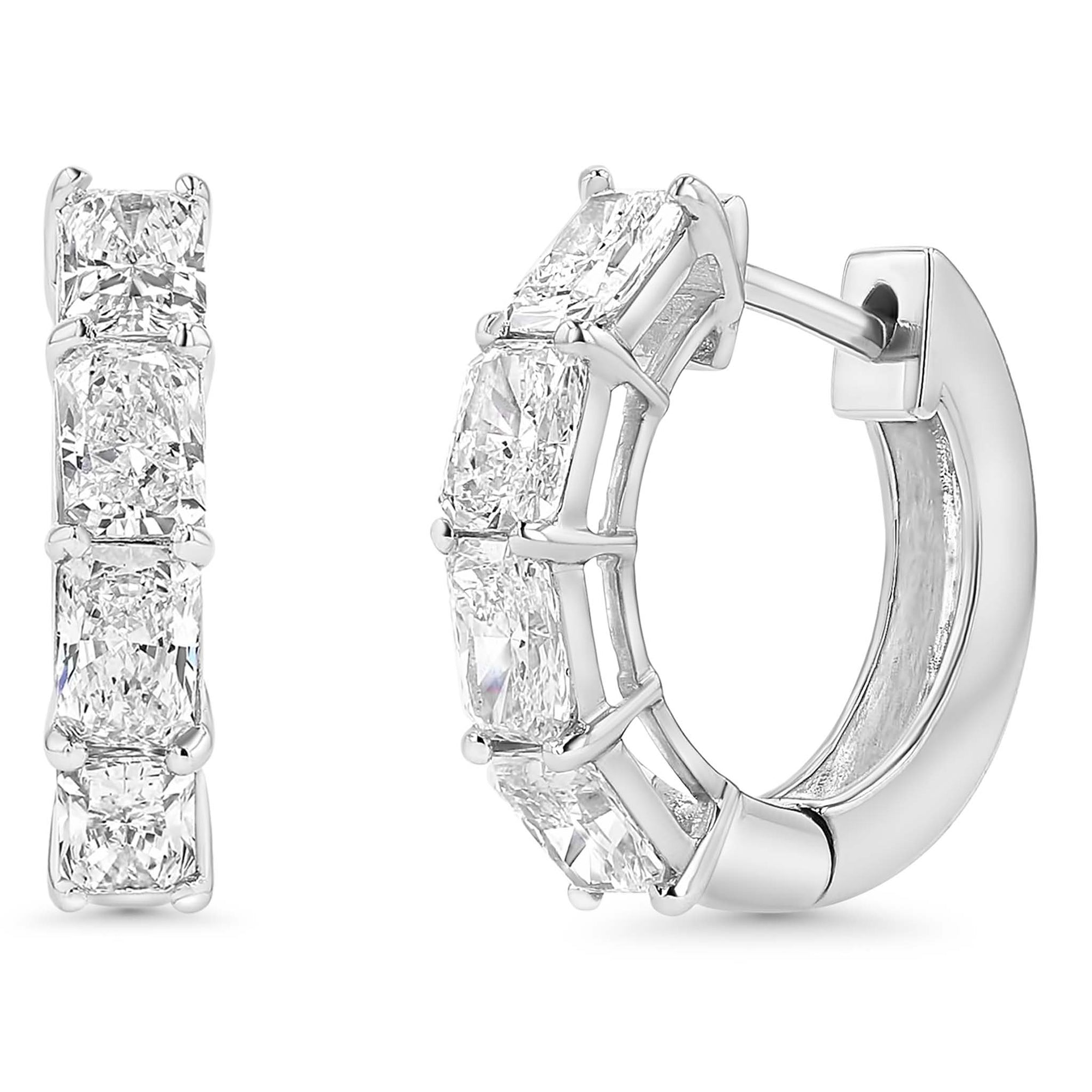 Asscher Huggie Earrings 2.08Ct