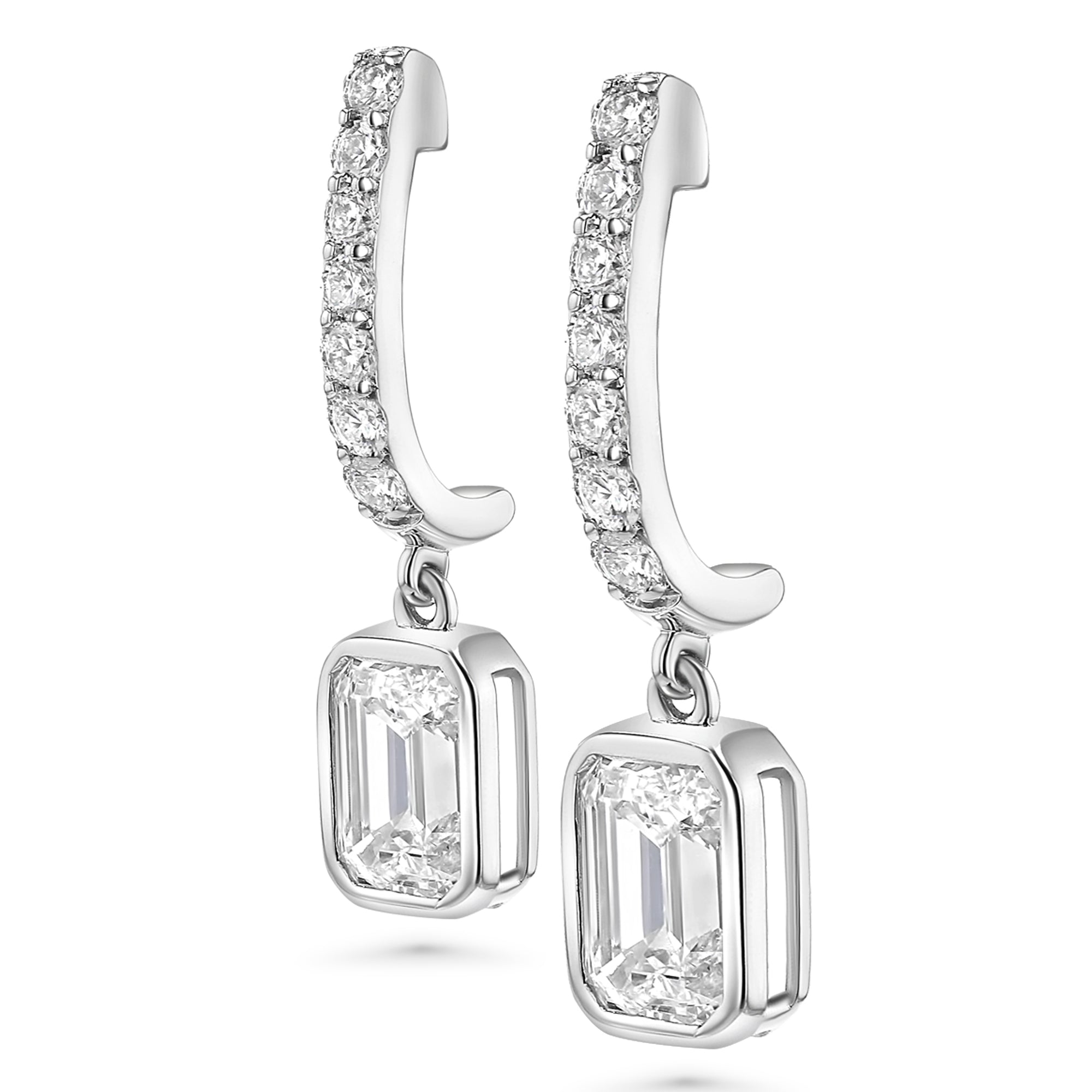 Emerald Cut Drop Earrings 1.92 ctw