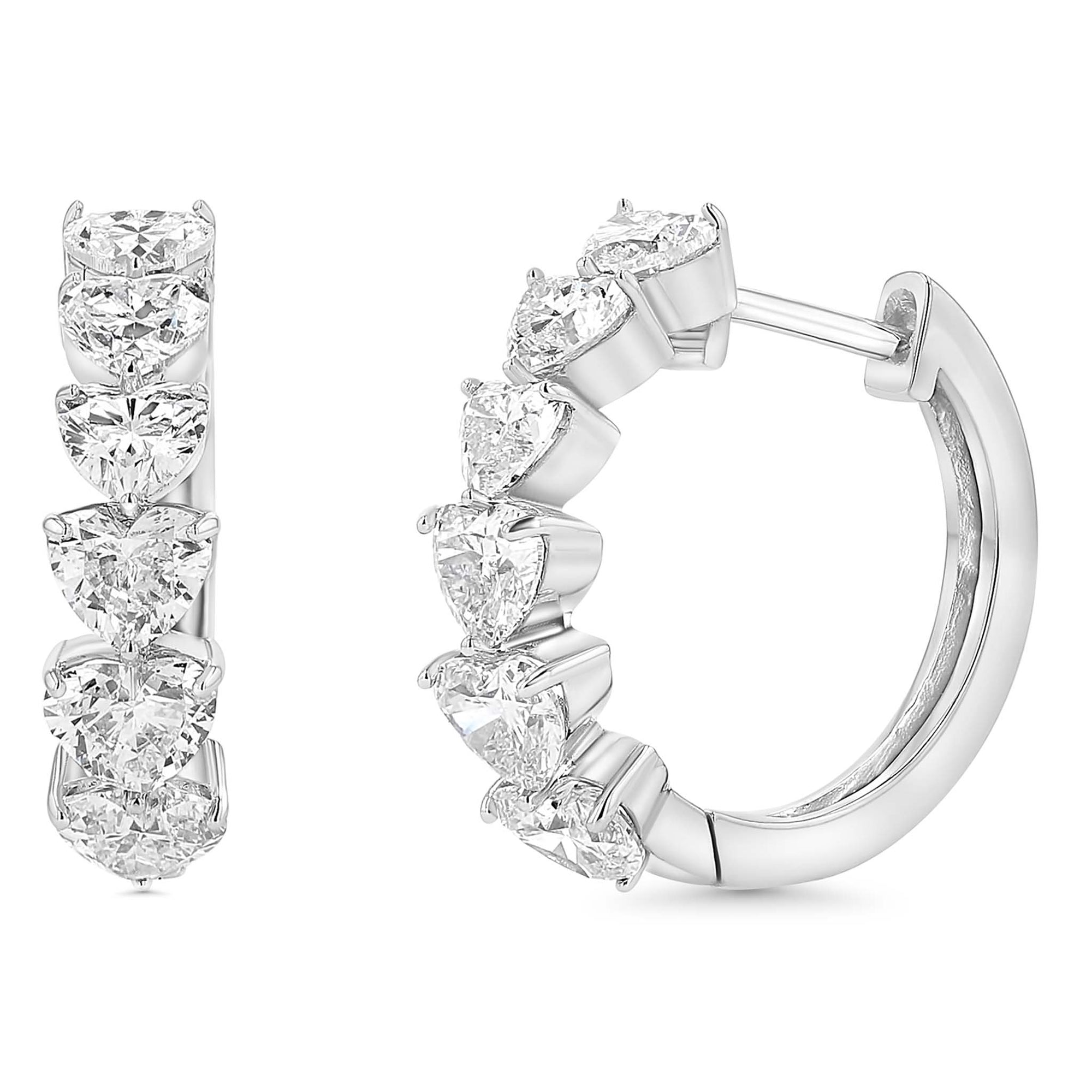 Graduated Heart Shape Huggie Earrings 2.64Ct