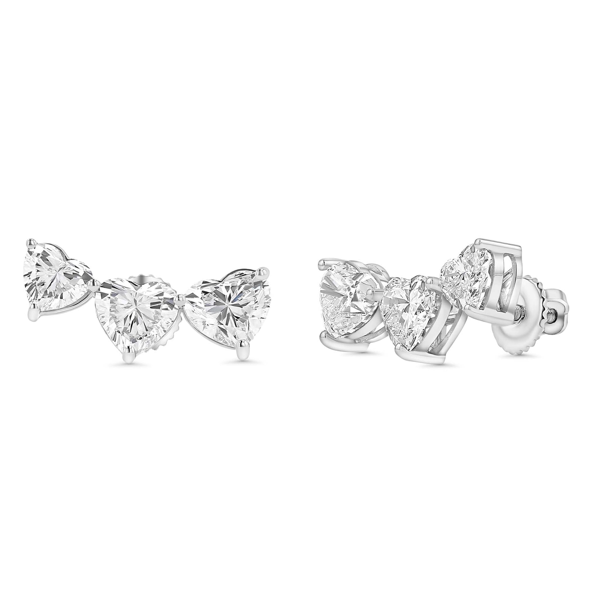 Heart Climber Earrings 3.02Ct