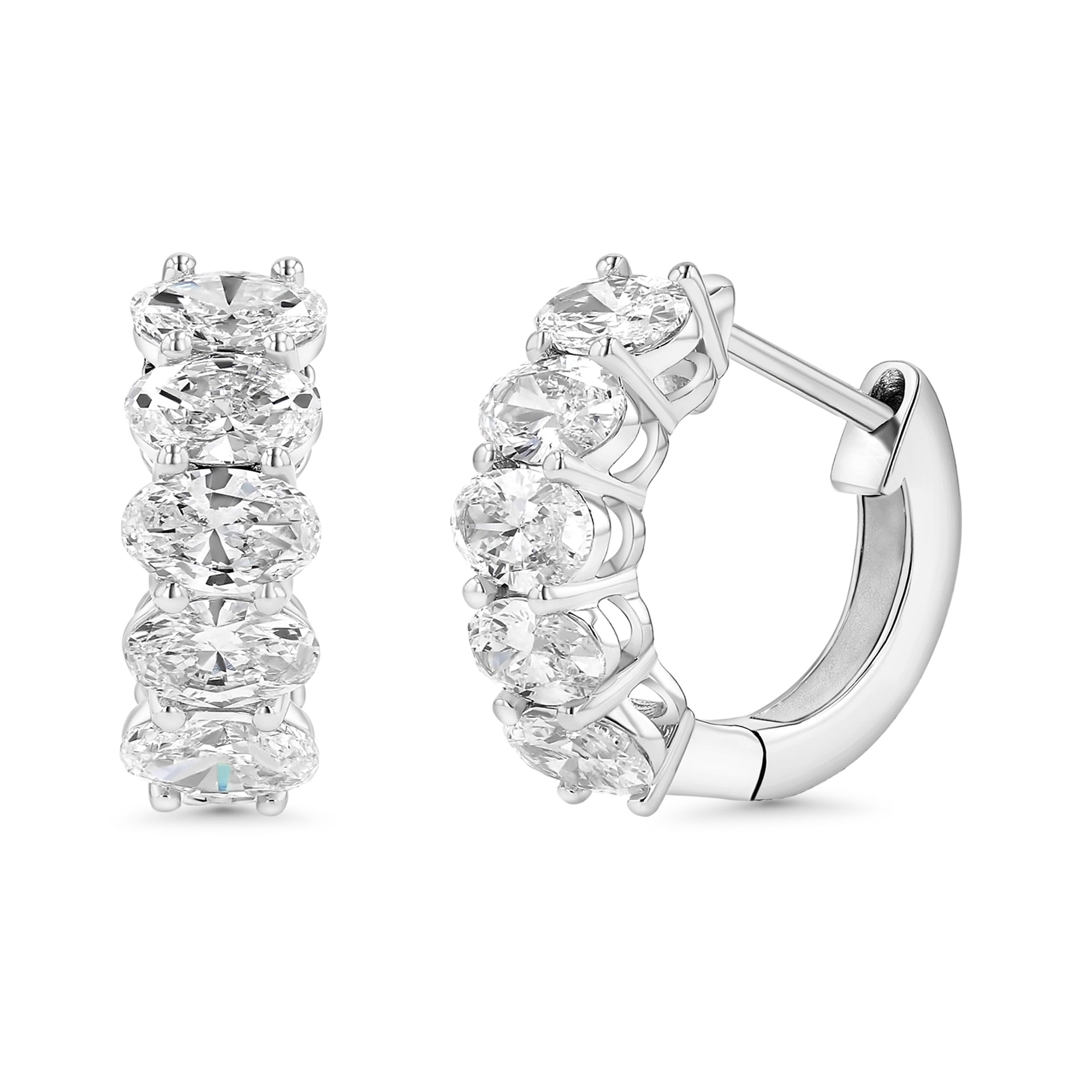 Oval East West Huggie Earrings 2.08Ct
