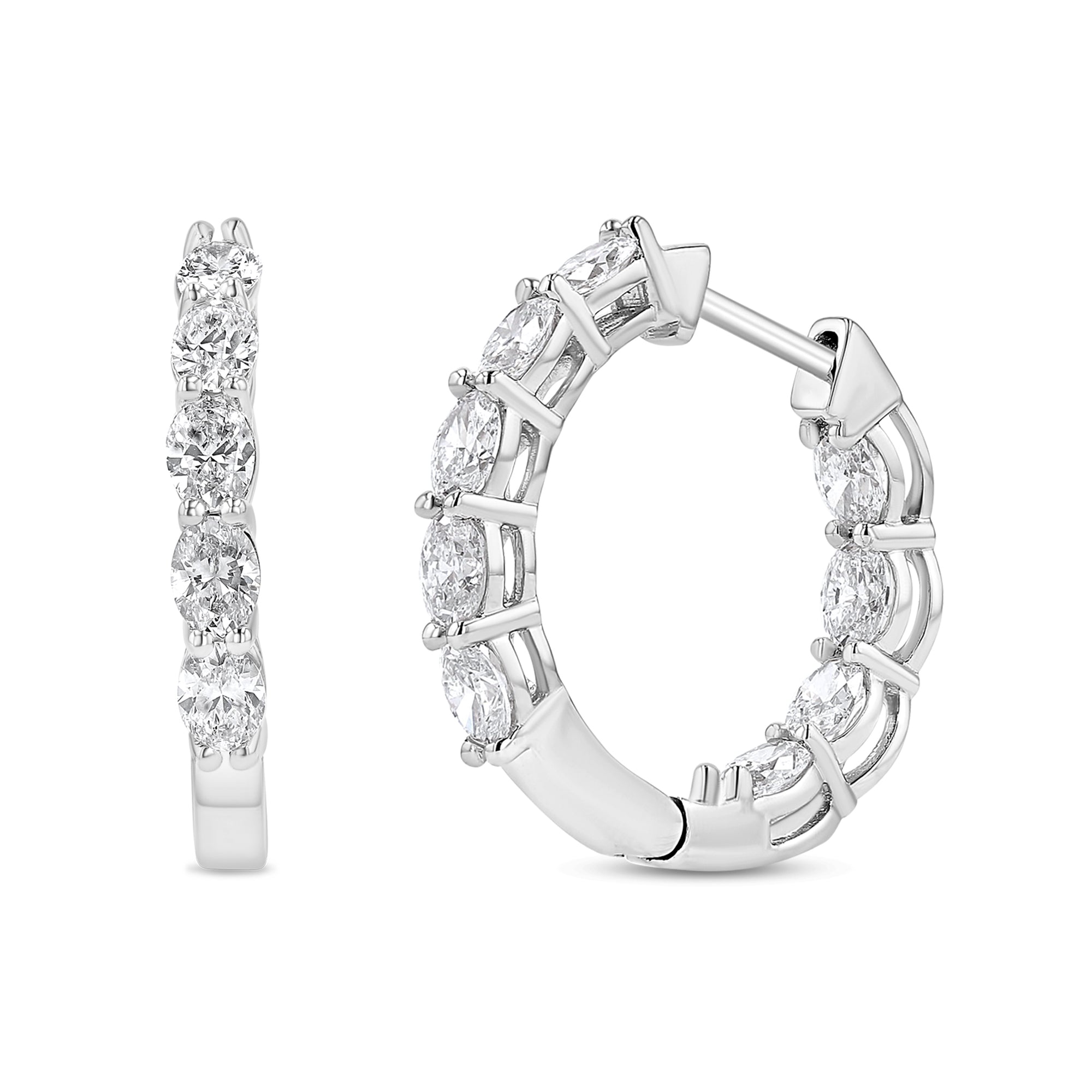 Oval North South Huggie Earrings 2.49Ct