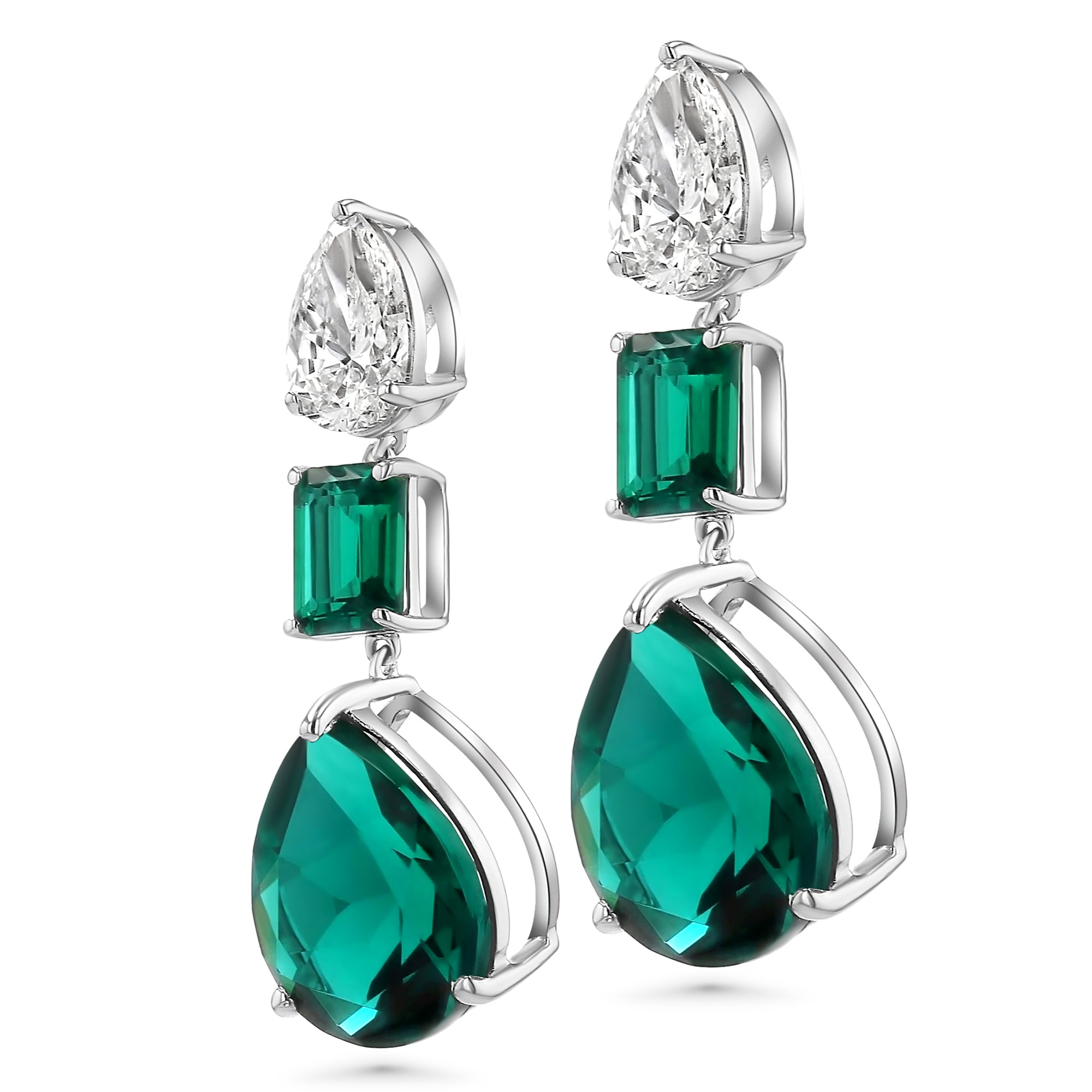 Earrings Pear-Emerald-Pear Drop Green