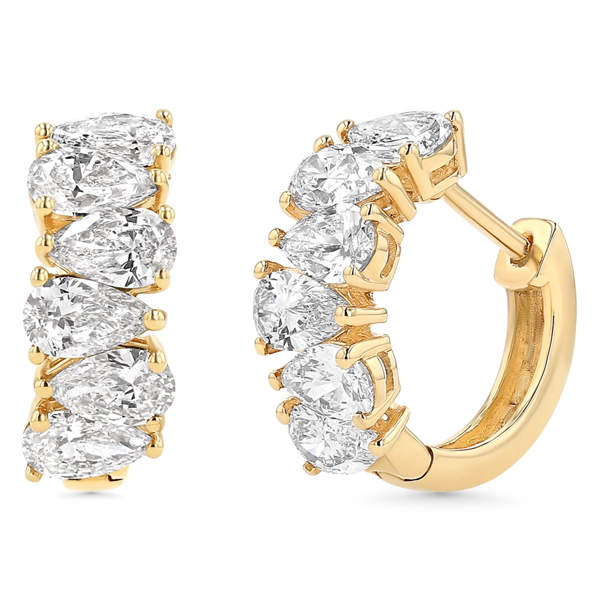 Pear East West Huggie Earrings 2.52 ctw