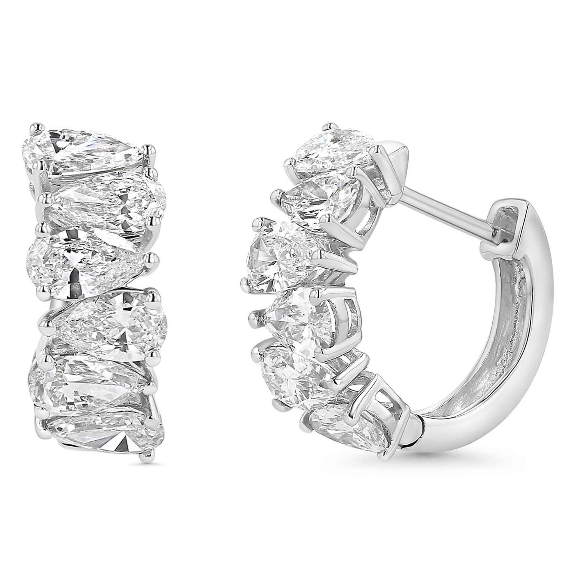 Pear East West Huggie Earrings 2.53 ctw