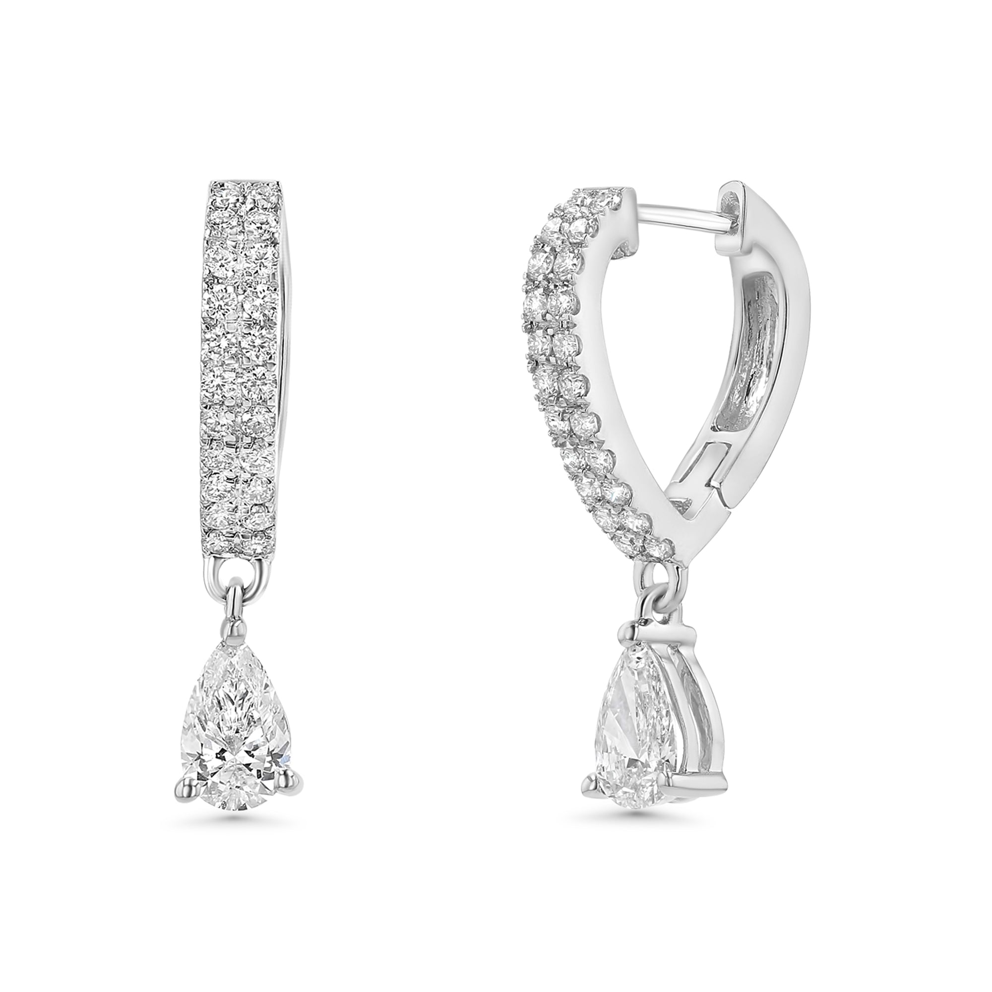 Pear Hoop Dangle Earrings 1 ctw