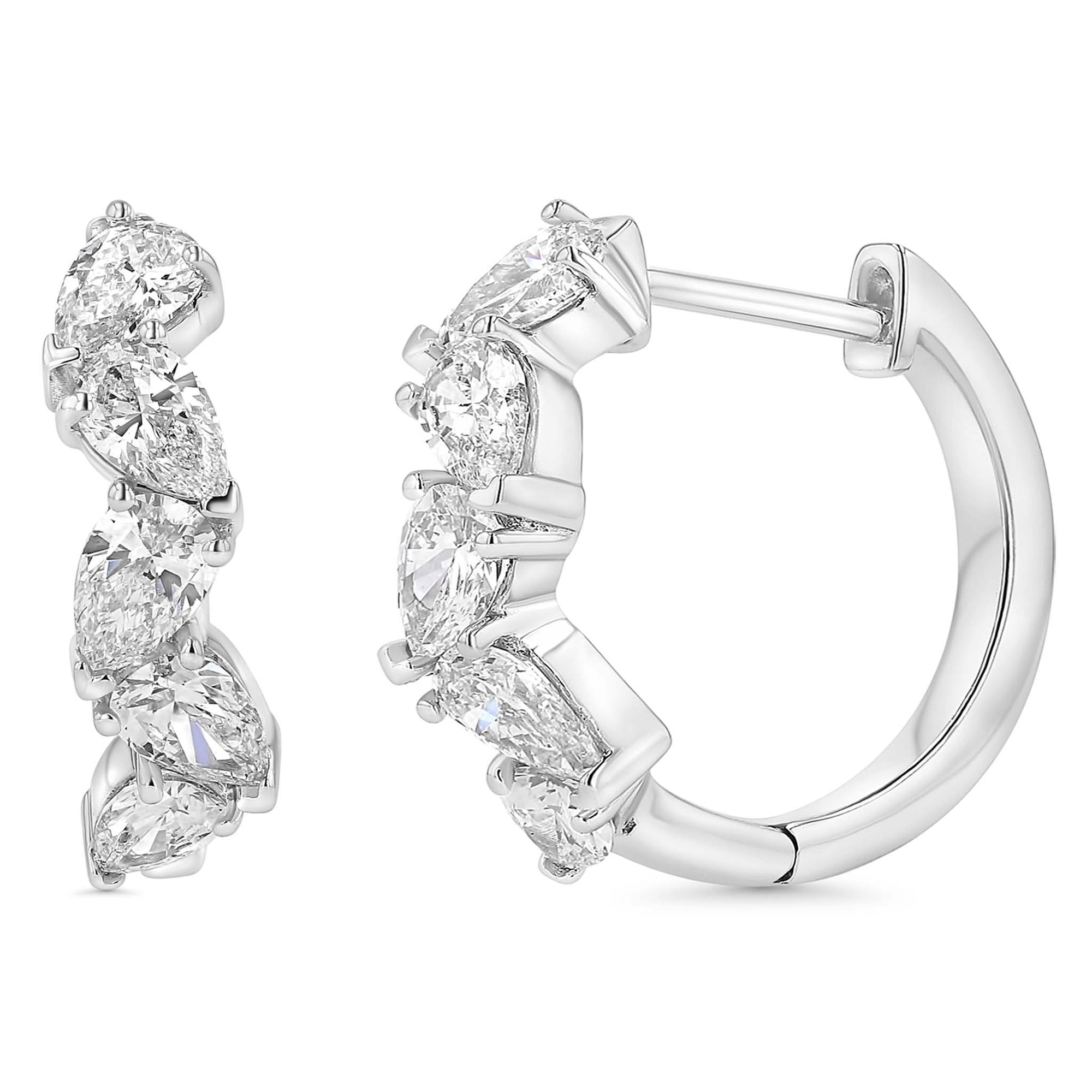 Pear Zig Zag Huggie Earrings 2 ctw