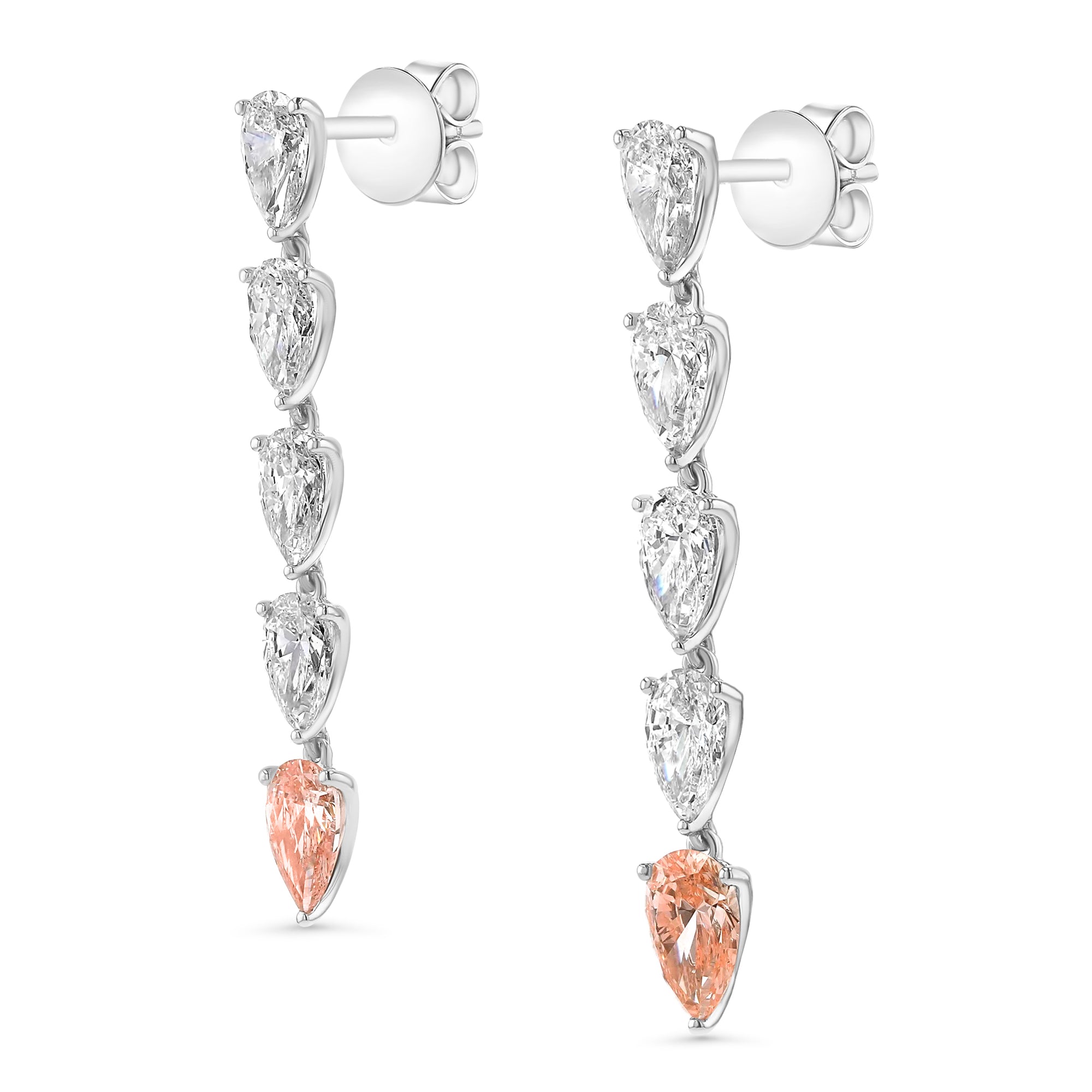 Pink 5 Pear Drop Earrings 5.66Ct