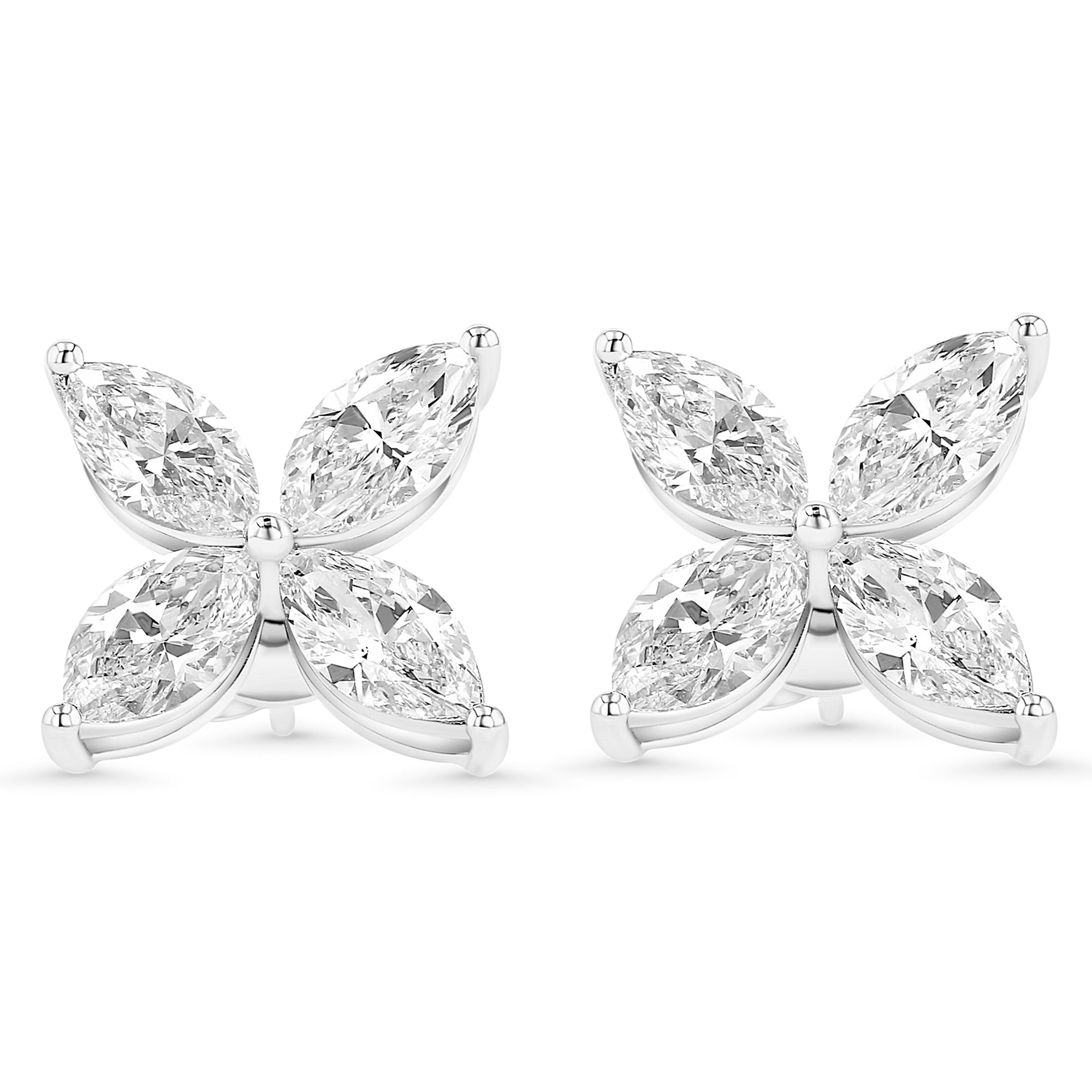 Marquise Flower Stud Earrings 4.6 CTW