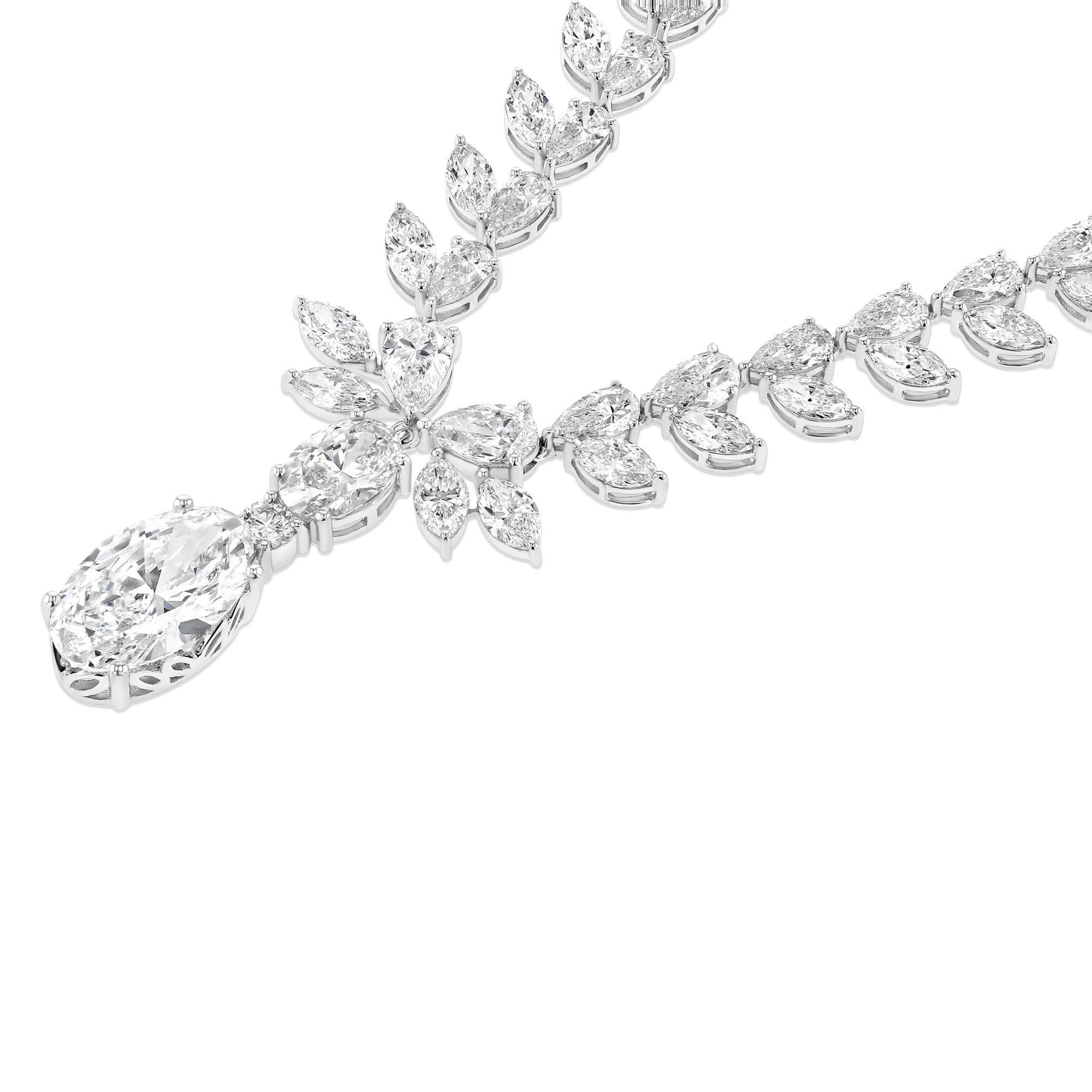 Oval Center Stone with Pear & Marquise Tennis Necklace 41.85Ct