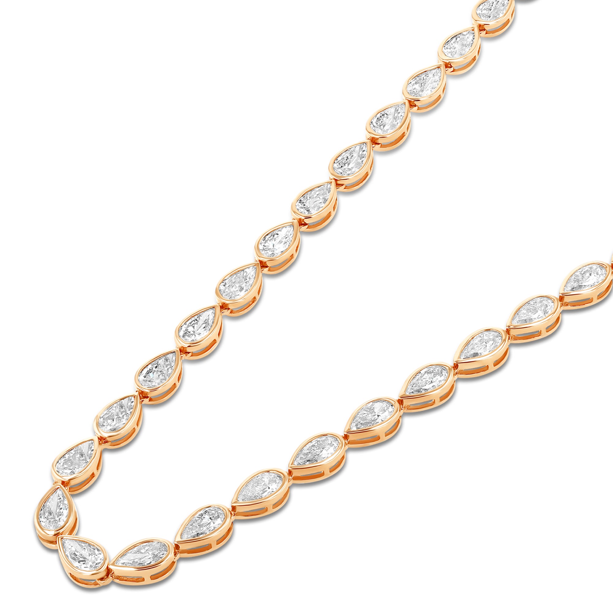 Pear Tennis Necklace Bezel Set 13.45Ct
