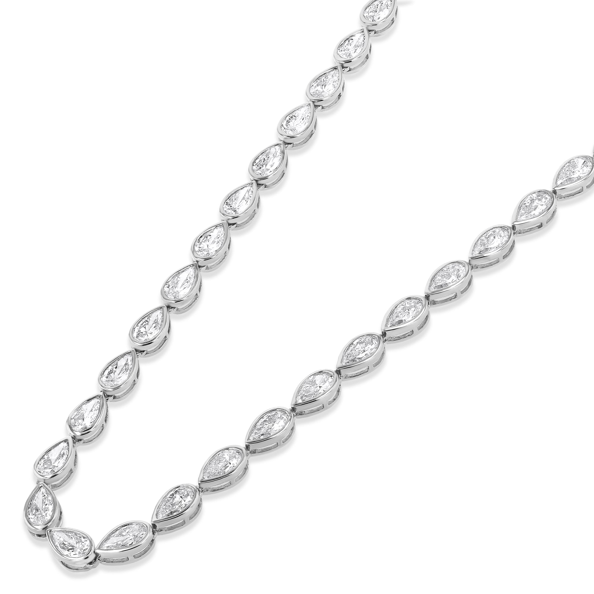 Pear Tennis Necklace Bezel Set 12.58Ct