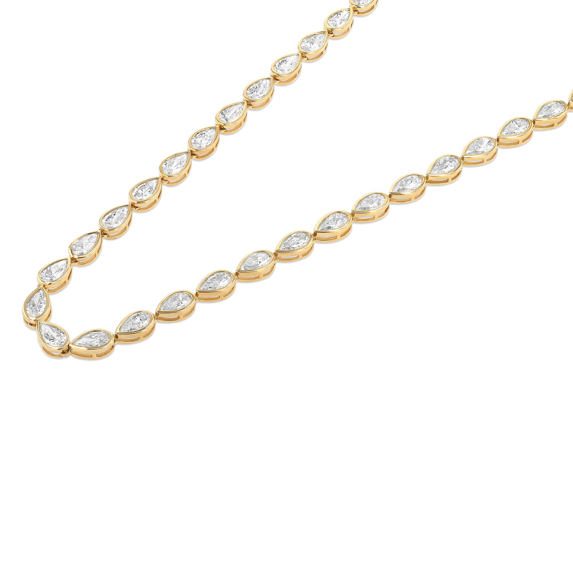 Pear Tennis Necklace Bezel Set 12.4Ct