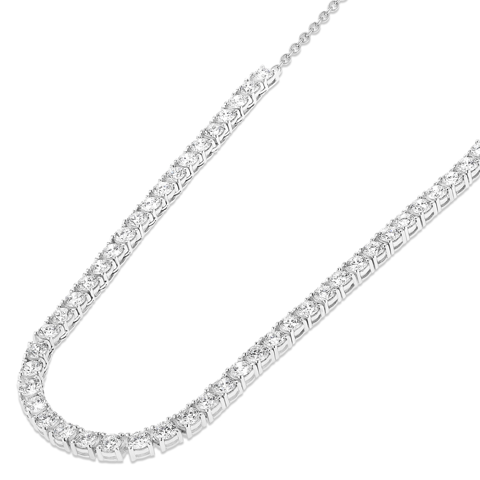 Round Half Tennis Necklace 4.6Ct