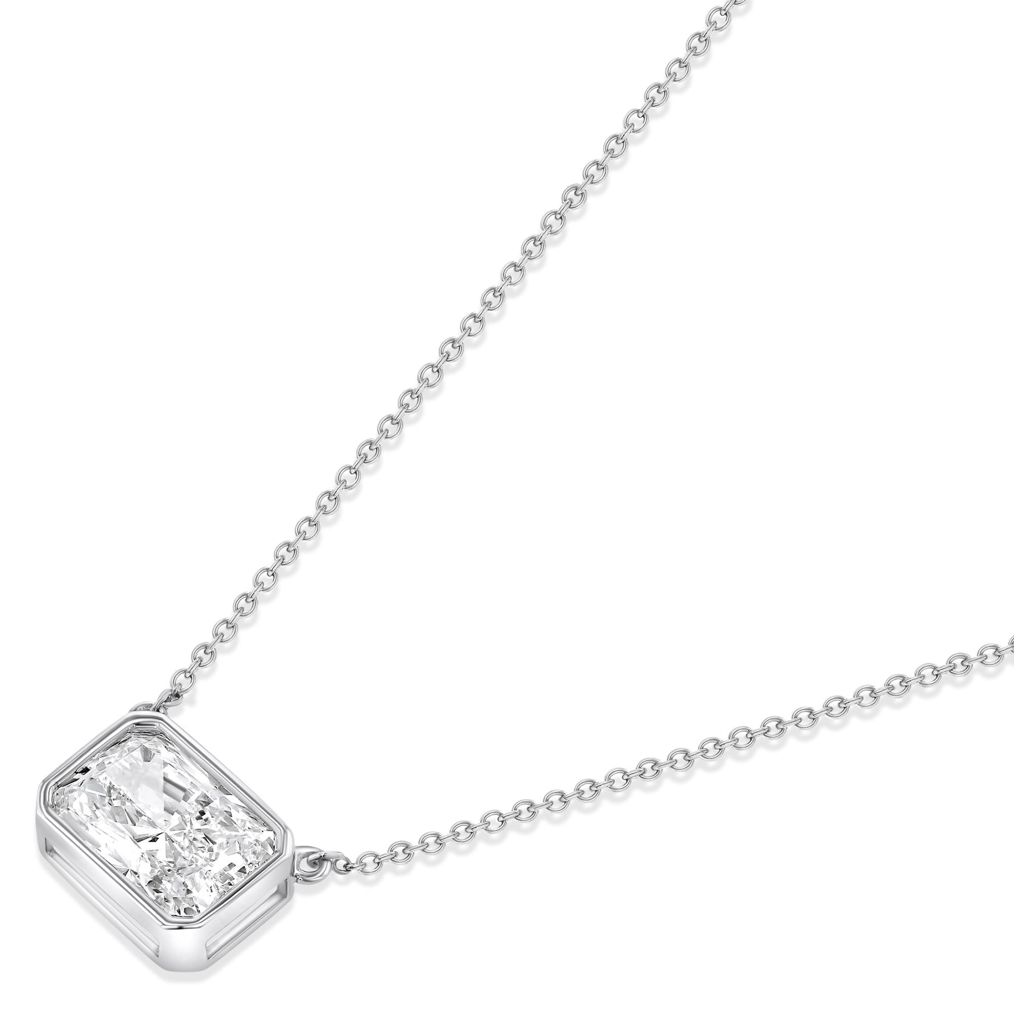 Radiant Center Stone Pendant Necklace 2.14Ct