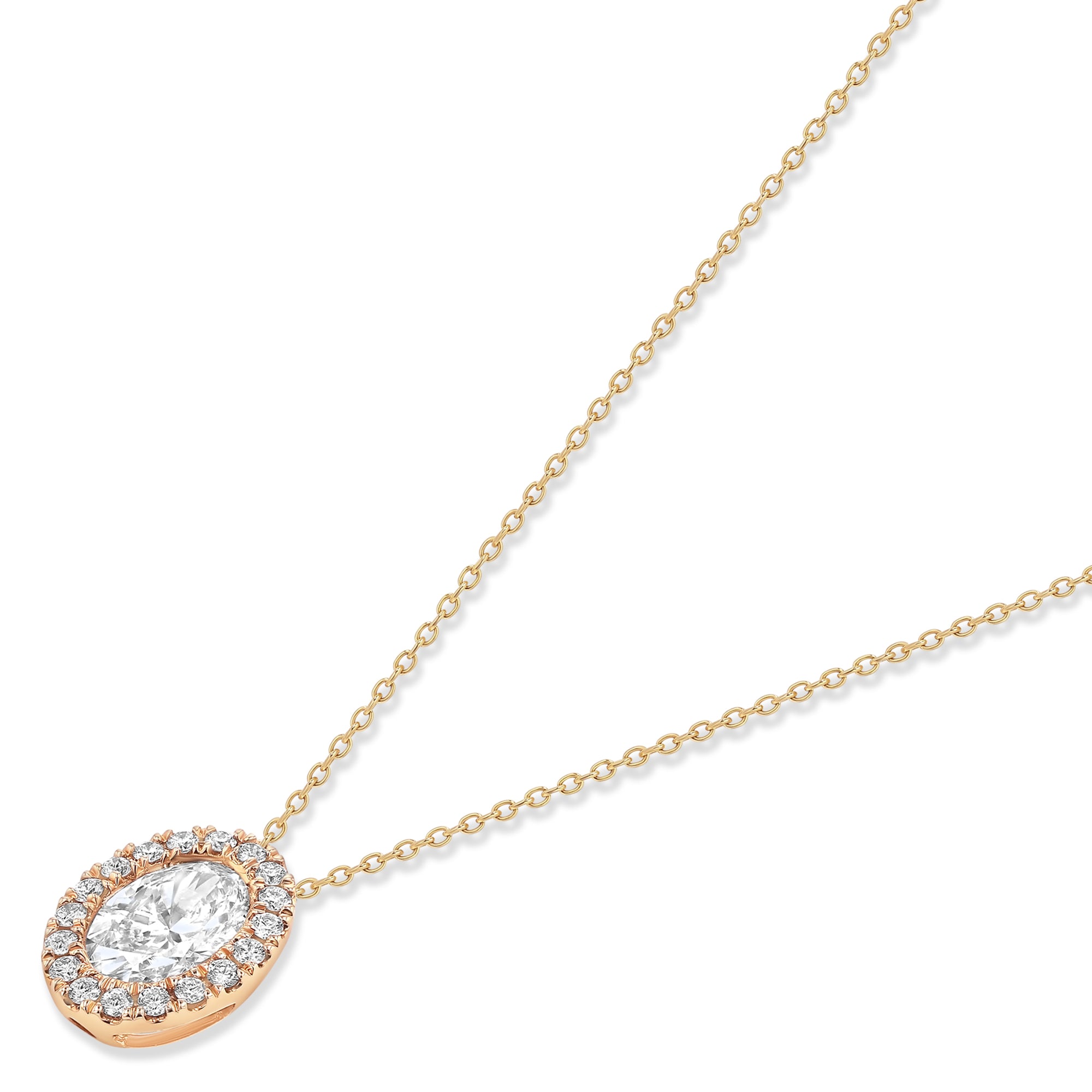 Pendant Oval with Round Diamonds Around