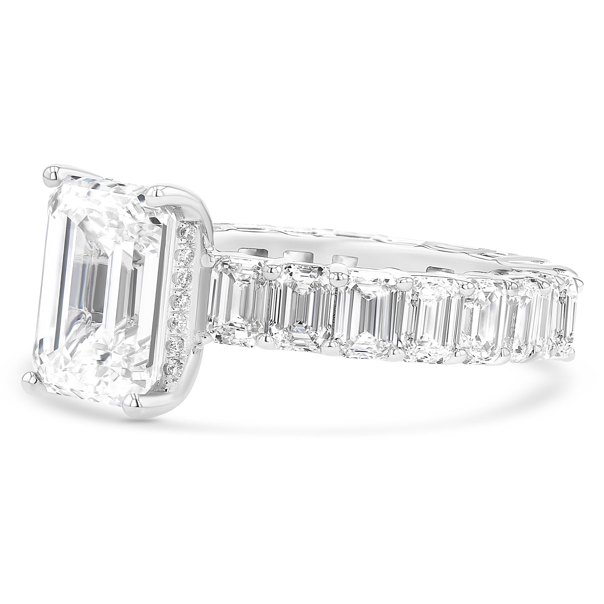 Emerald Solitare Emerald Eternity Band Ring 4.7Ct