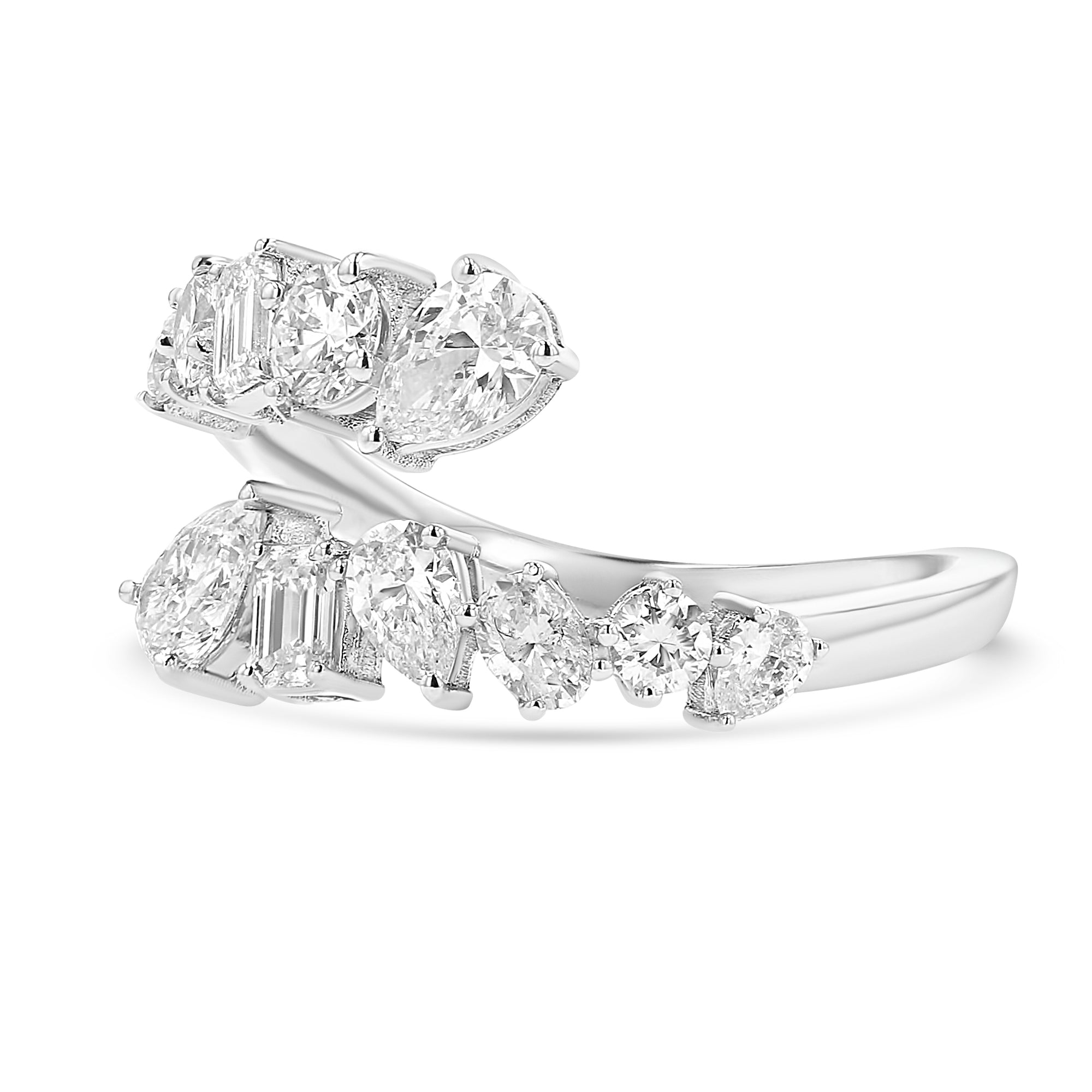 Multishape 2 Row Fashion Band Ring 2.06Ct