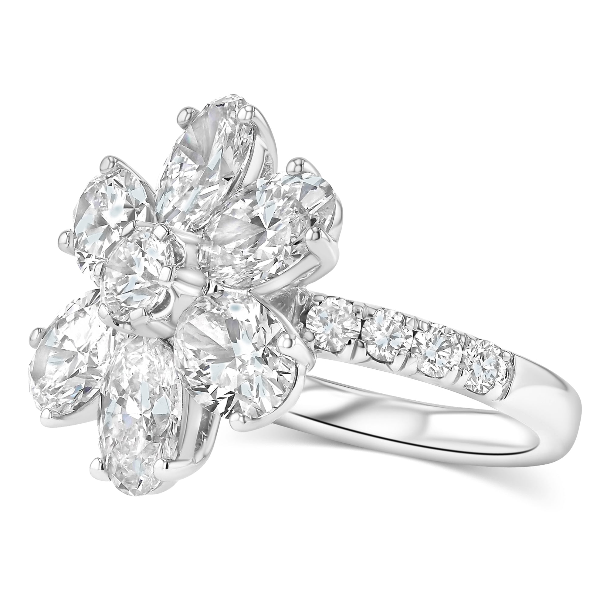 Ring Flower Oval Round 5.91Ct
