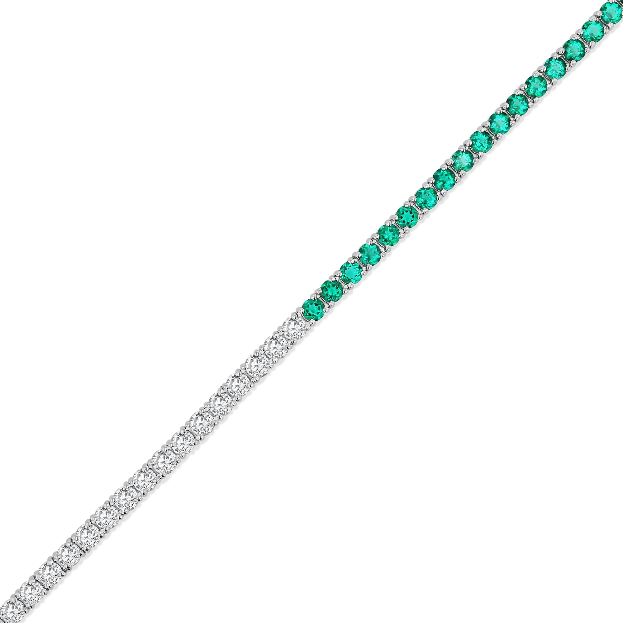 Round Diamonds Round Emeralds Split Bracelet